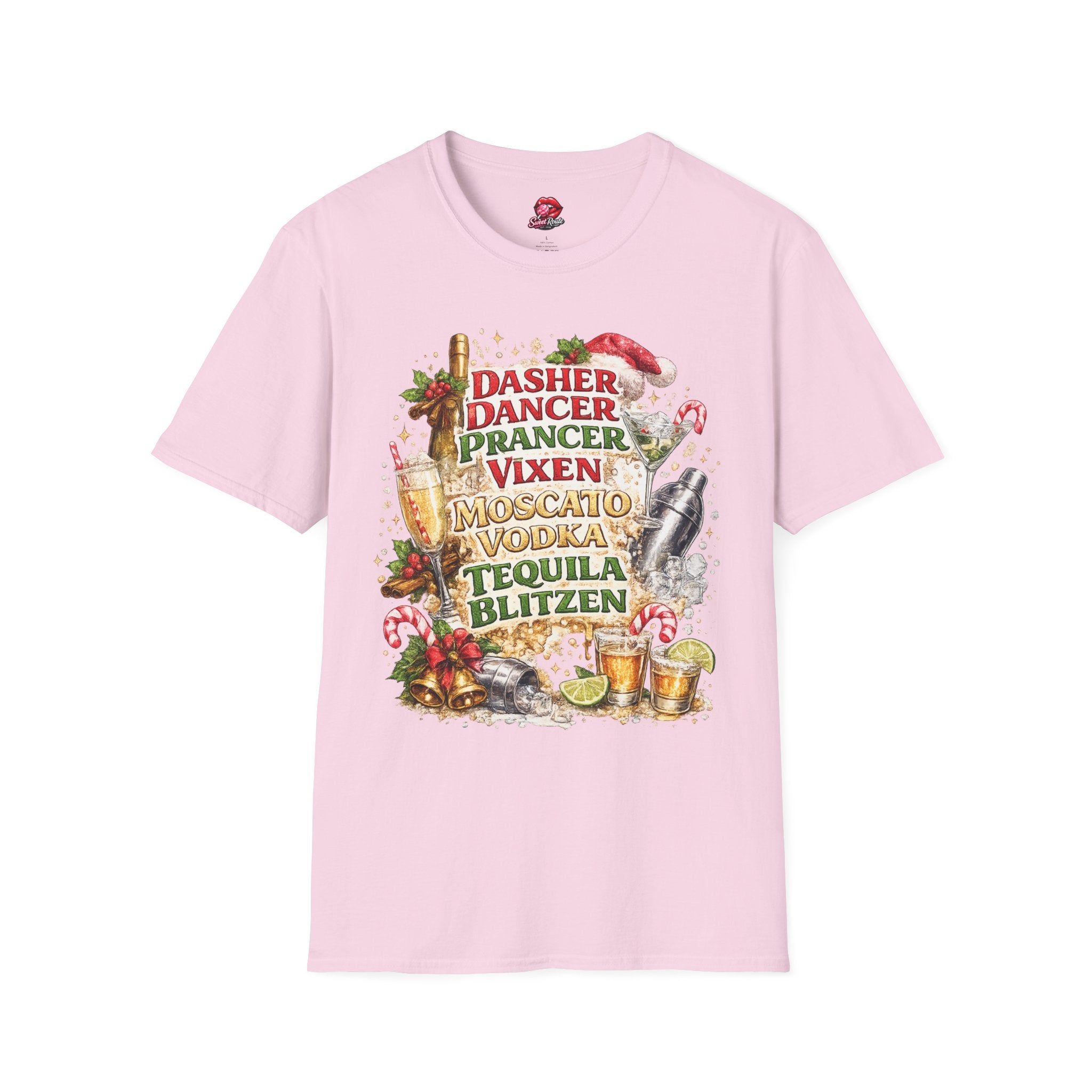 Dasher Dancer Prancer Vixen Moscato Vodka T-Shirt