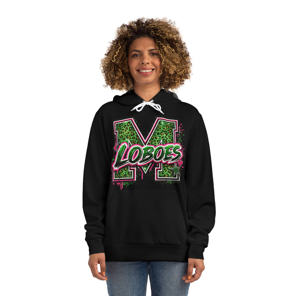 Loboes Graphic Hoodie — Leopard M Print with Pink Graffiti