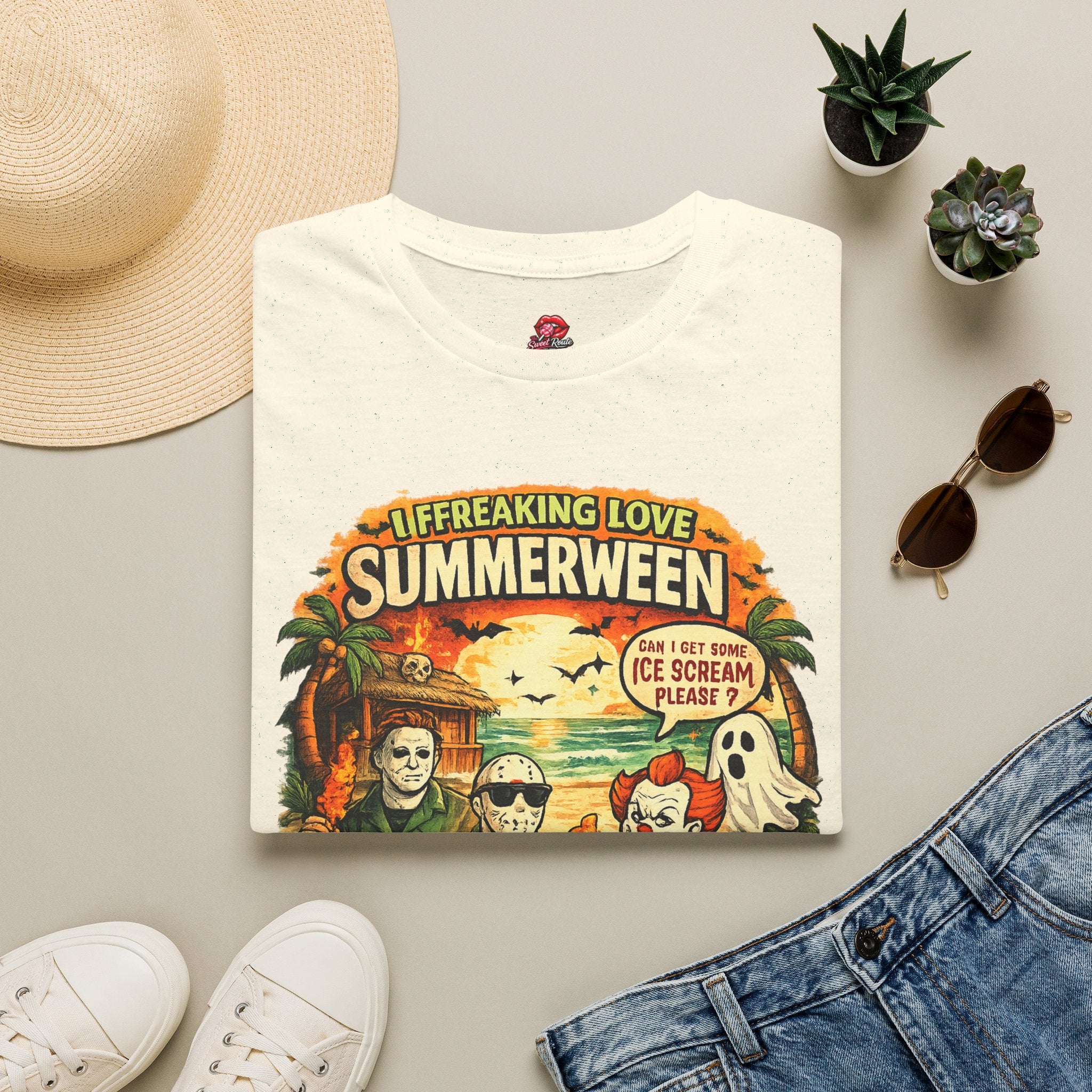 Summerween Horror Movie T-Shirt | I Freaking Love Summerween Tee | Retro Halloween Beach Shirt | Spooky Summer Graphic Tee | Horror Fan Gift