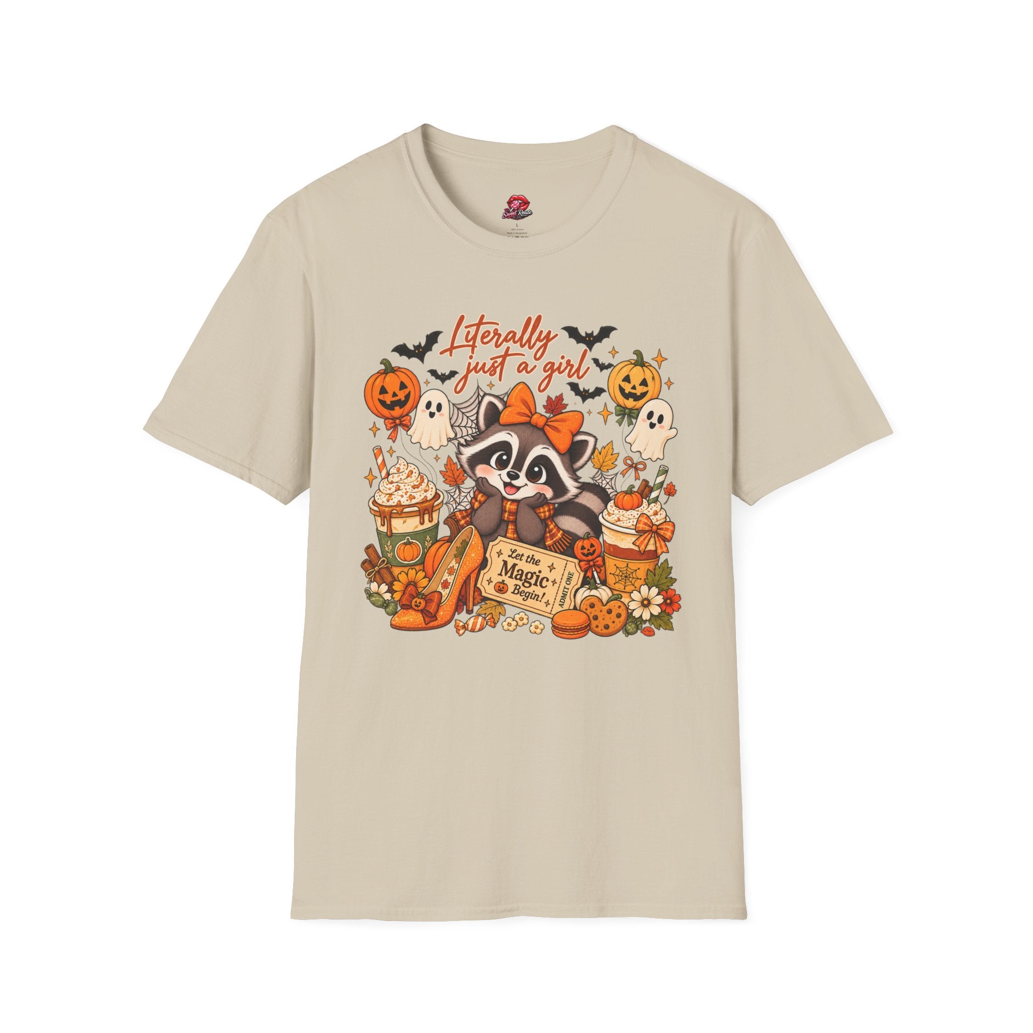 Halloween Just A Girl Raccoon Tee