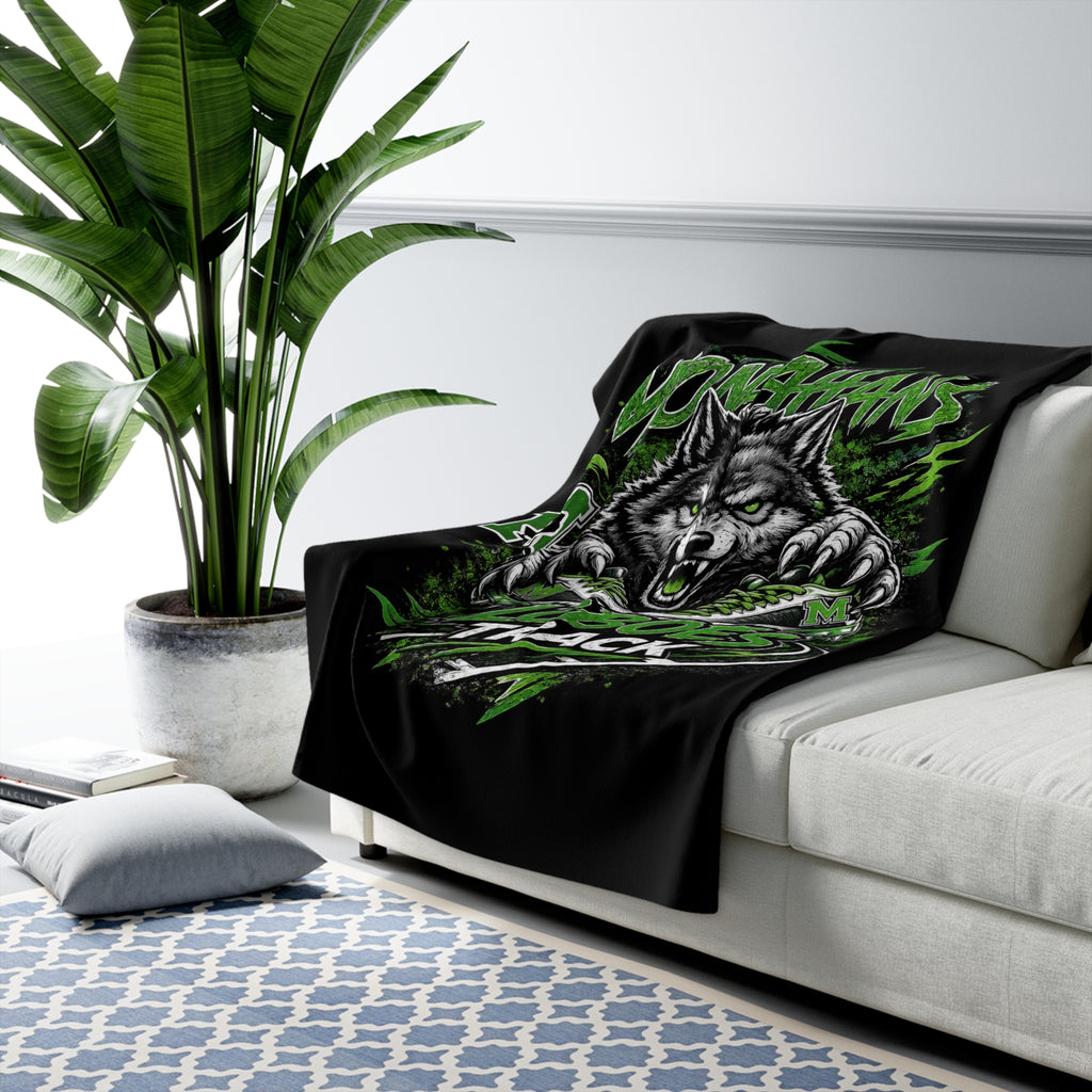 Monahans Loboes Track Sherpa Fleece Blanket