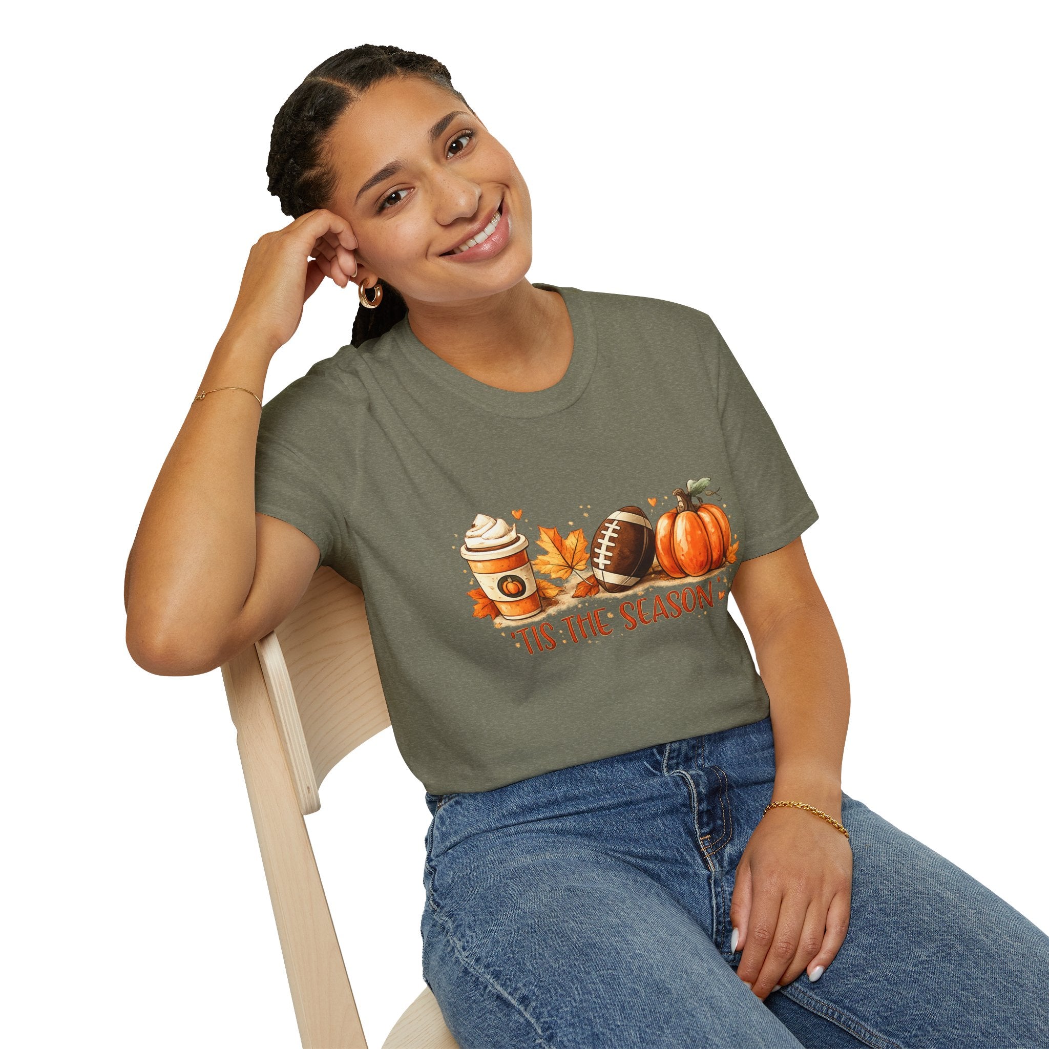Pumpkin Coffee Football T-Shirt | ’Tis the Season Fall Football Tee | Autumn Game Day Shirt