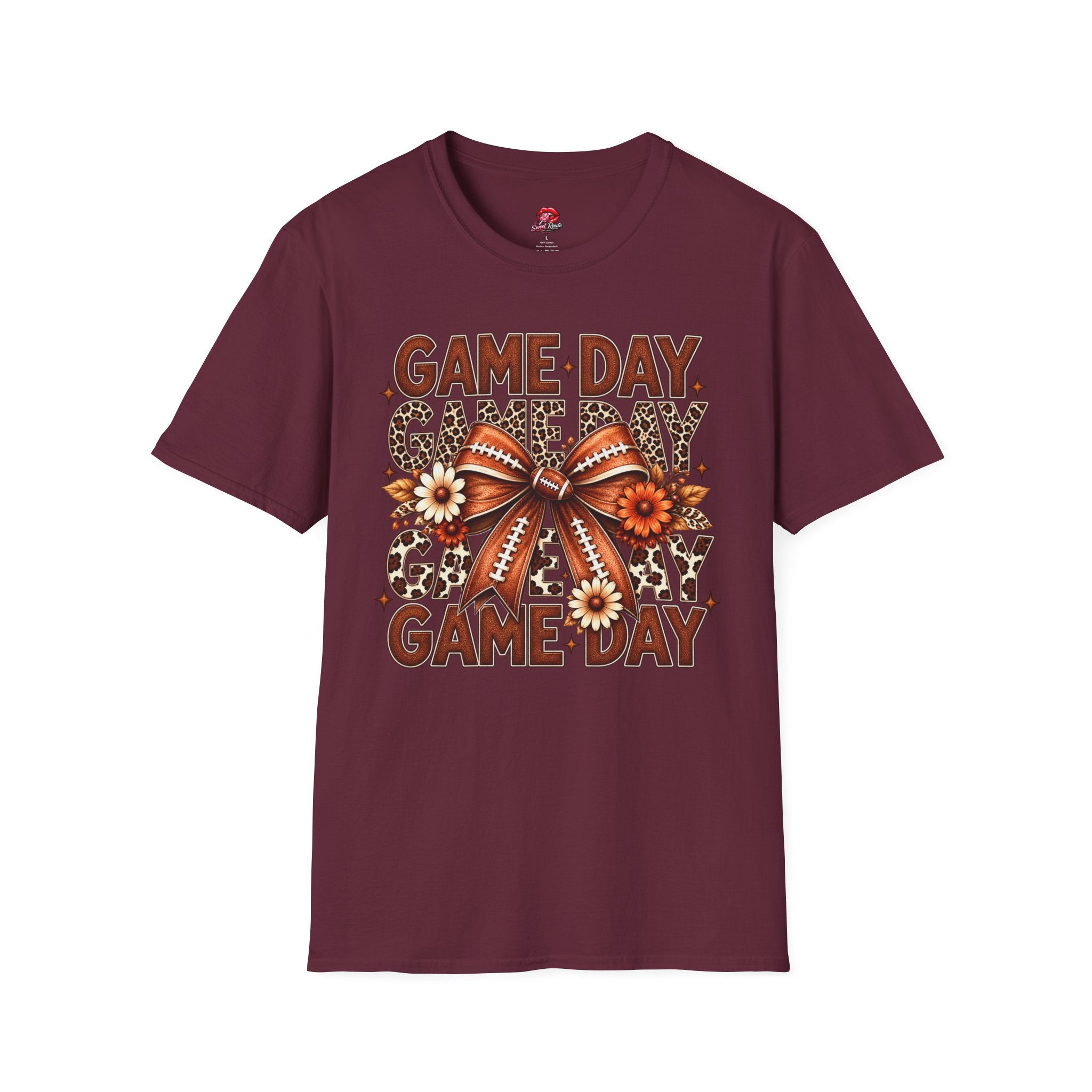 Floral Football Bow Game Day Tee