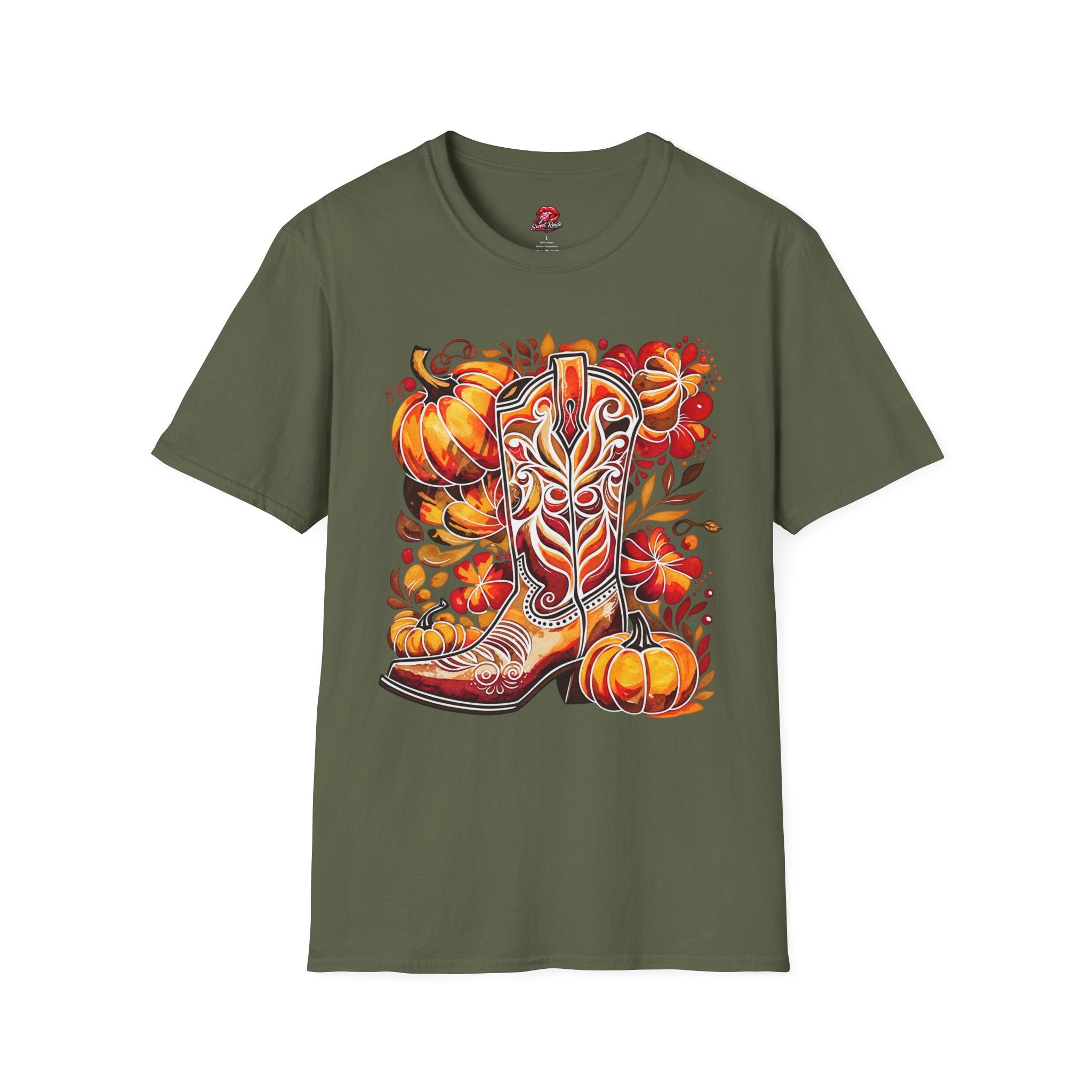 Autumn Cowgirl Boots Pumpkin T-Shirt