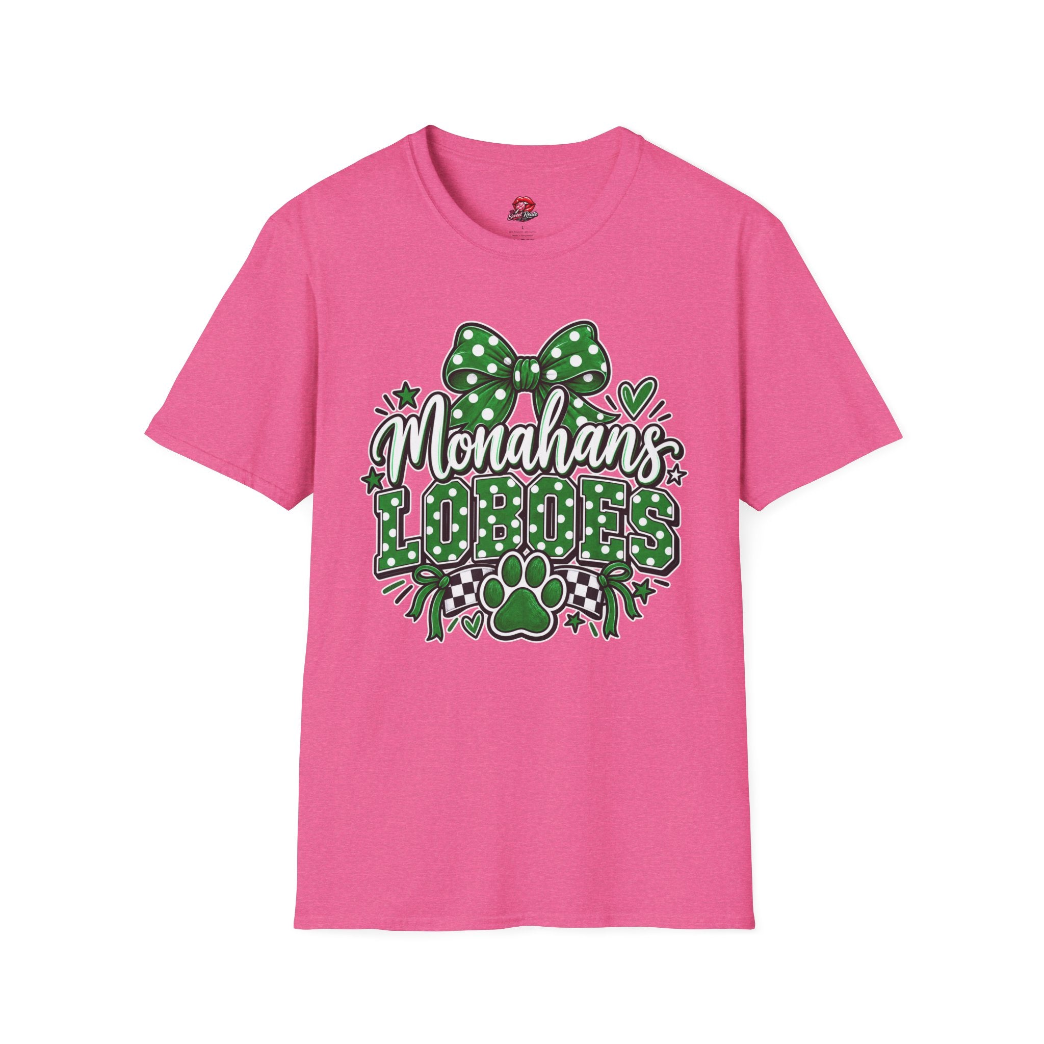 Monahan's Lobos Green Polka Dot Bow T-Shirt