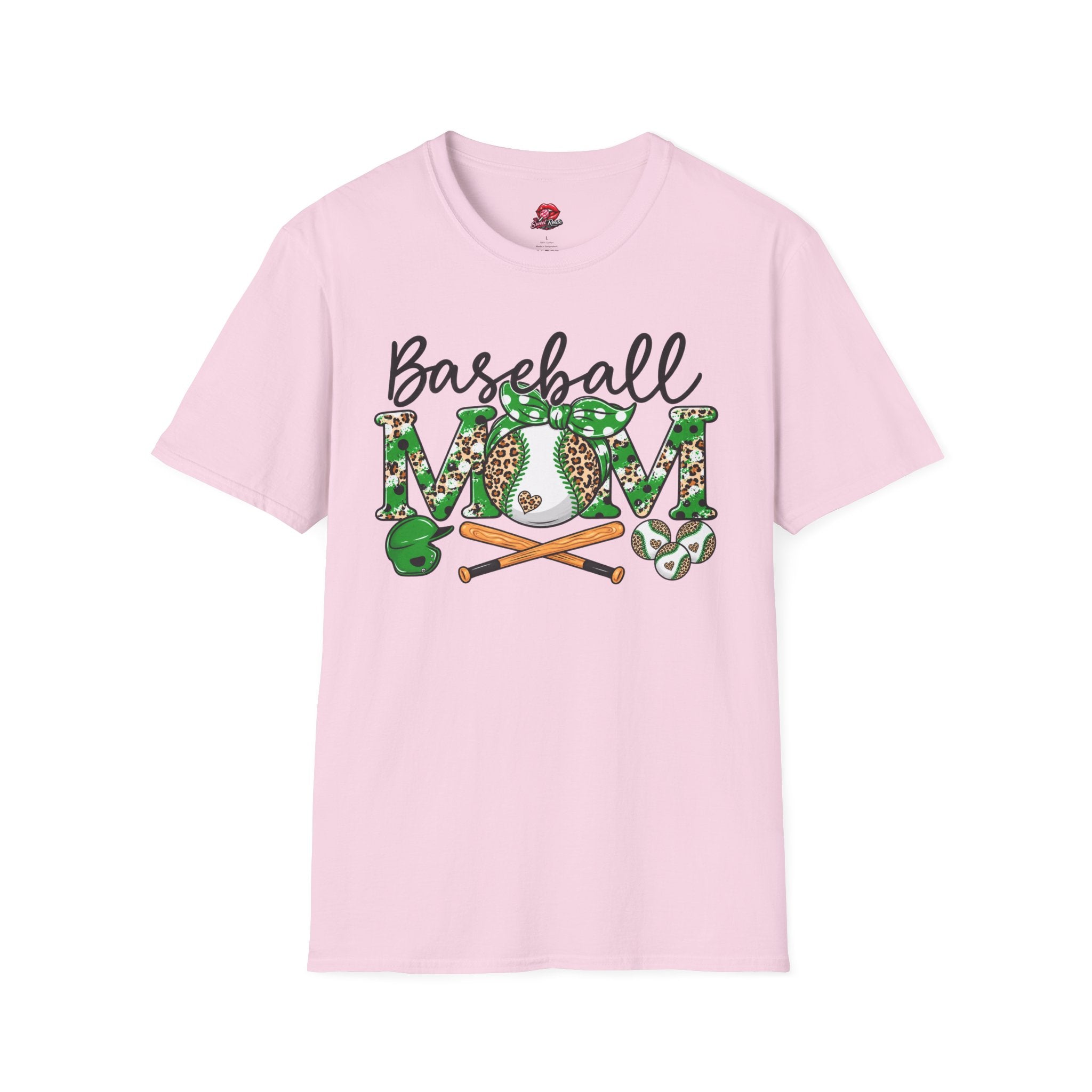Green Leopard Baseball Mom Tee