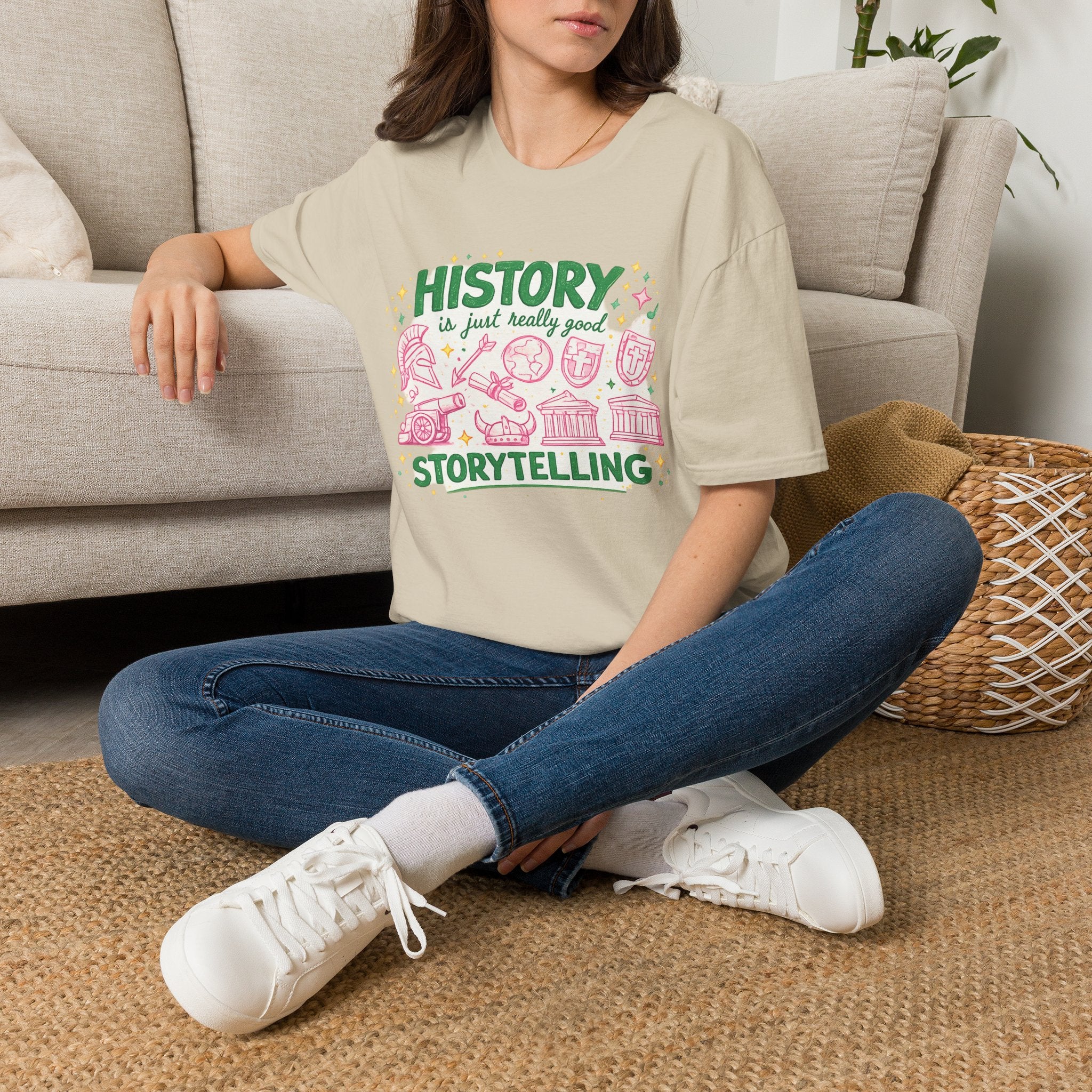 History Is Just Really Good Storytelling Teacher T-Shirt | Cute Retro History Teacher Graphic Tee | History Lover Gift