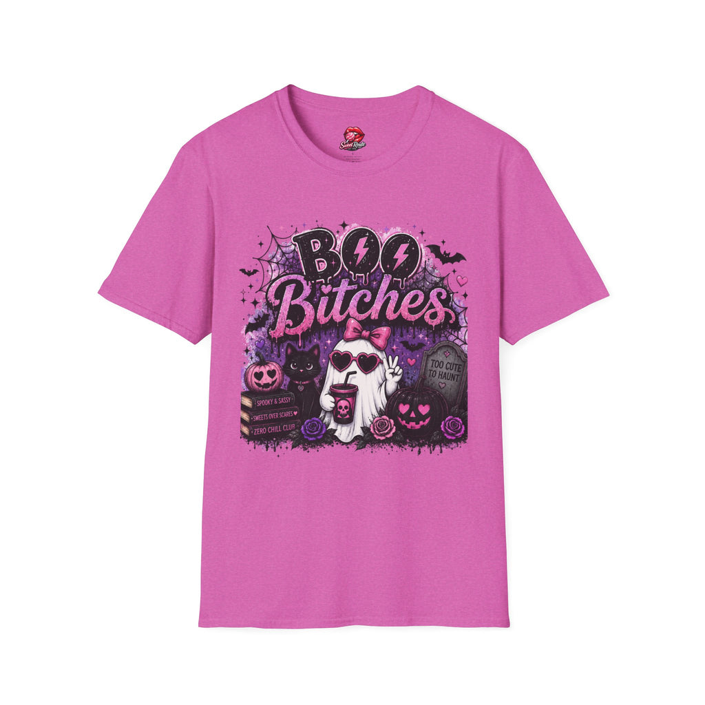 Boo Bitches Halloween T-Shirt | Funny Ghost Graphic Tee | Cute Purple Halloween Tee | Witchy Fall Gift