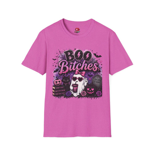 Boo Bitches Halloween T-Shirt | Funny Ghost Graphic Tee | Cute Purple Halloween Tee | Witchy Fall Gift