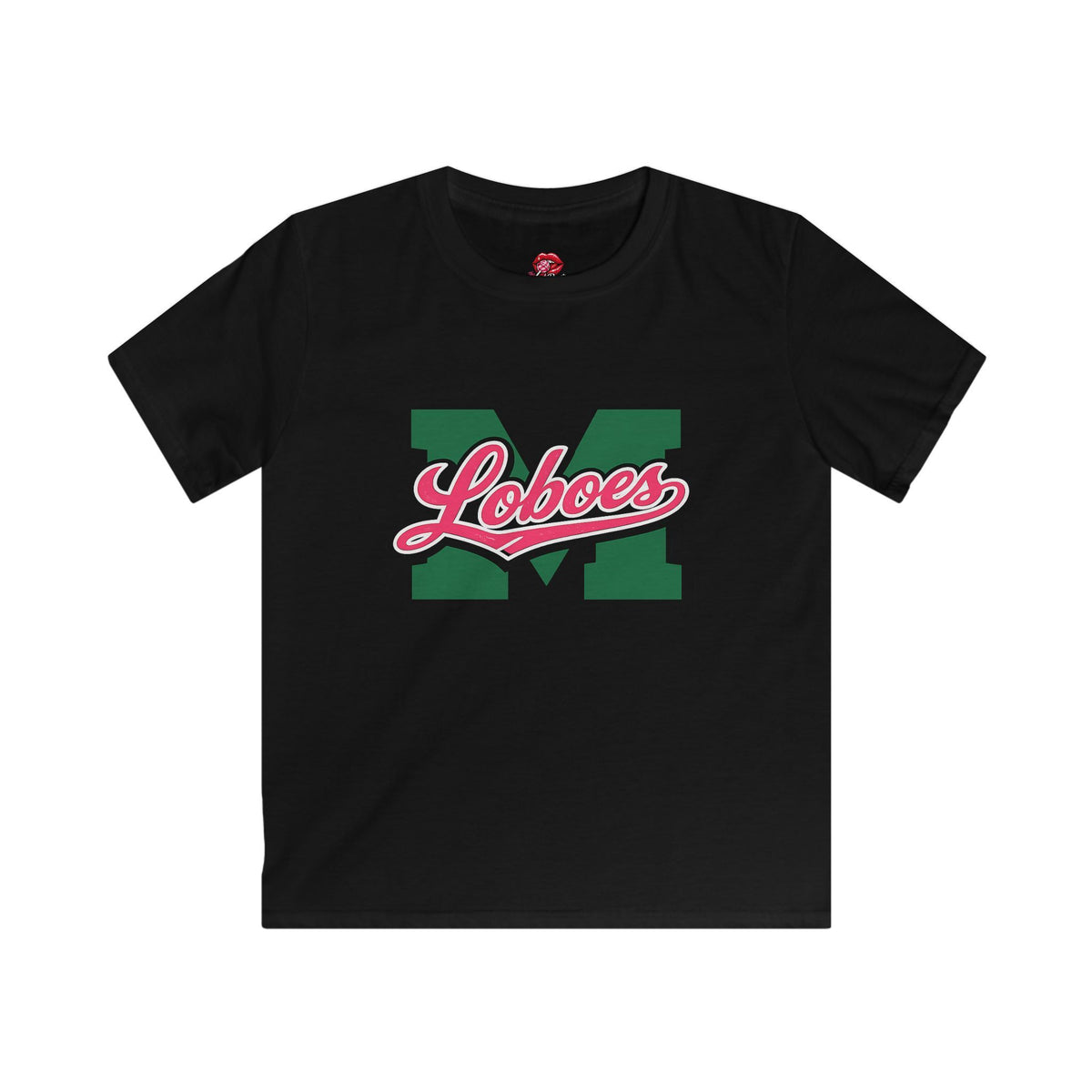 Green Block 'M' with Pink Loboes Kids Tee