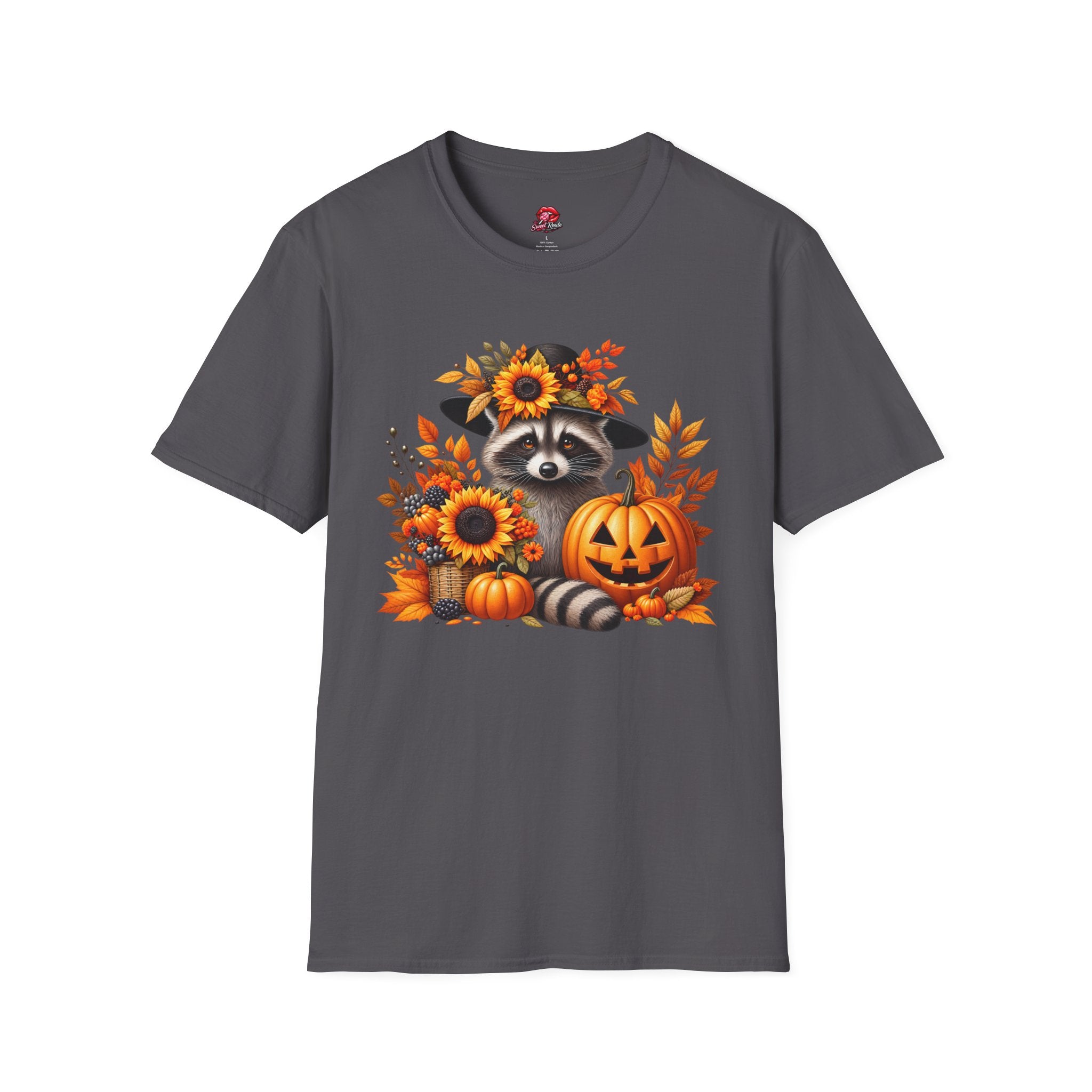 Sunflower & Autumn Leaves Raccoon Tee