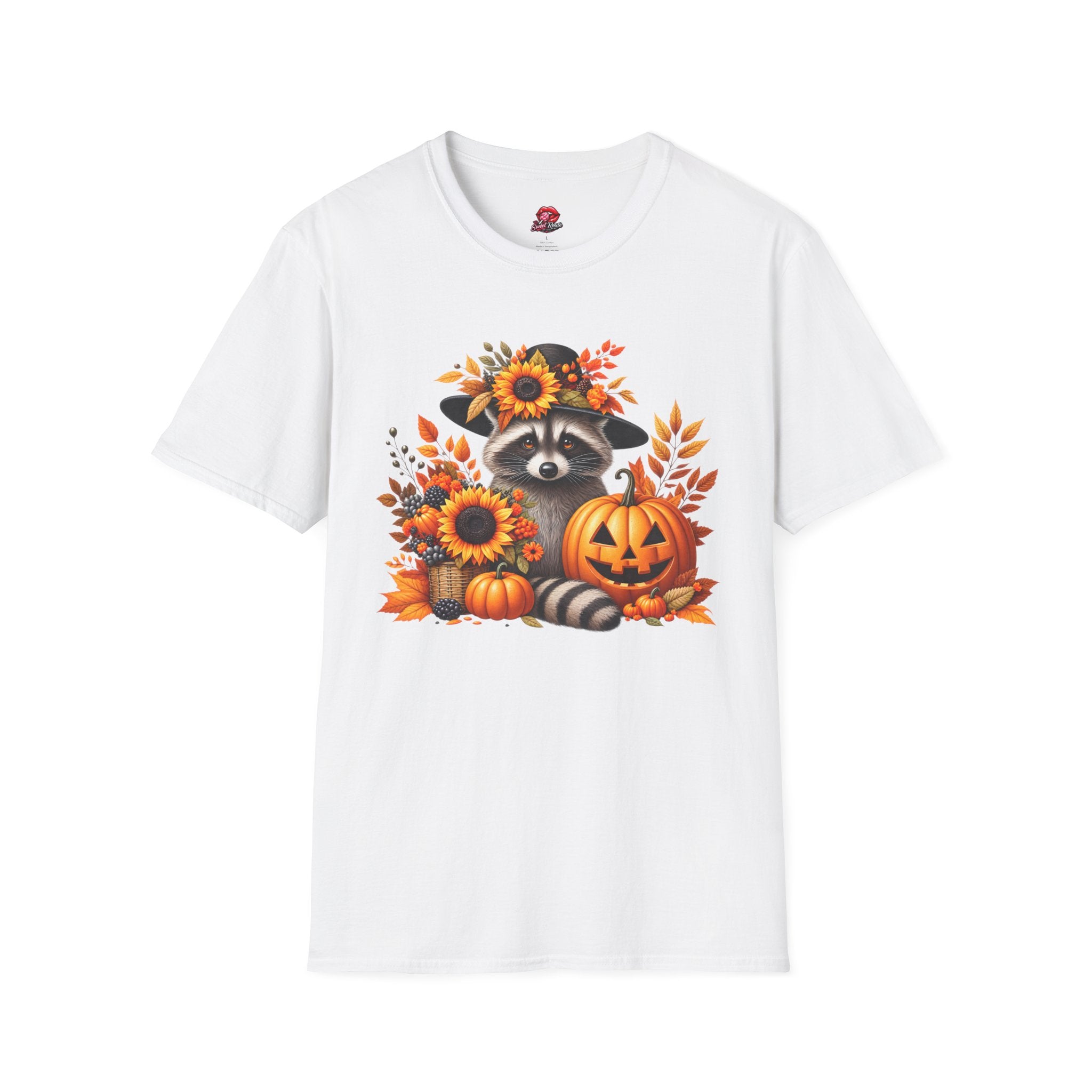 Sunflower & Autumn Leaves Raccoon Tee
