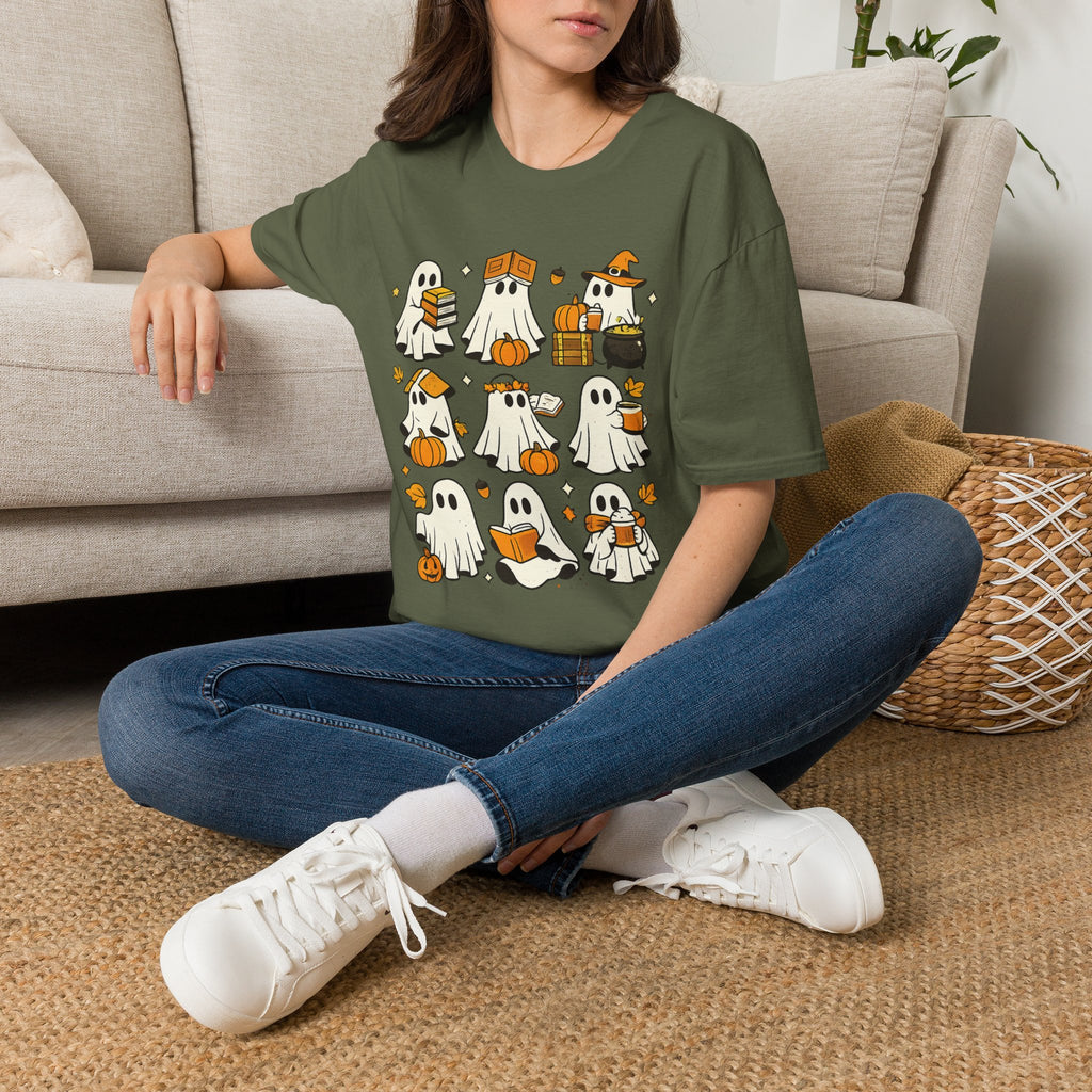 Cute Ghost Characters Halloween T-Shirt | Adorable Boo Crew Ghost Graphic Tee | Halloween Shirt | Pumpkin Ghost Fall Tee | Spooky Season Gift