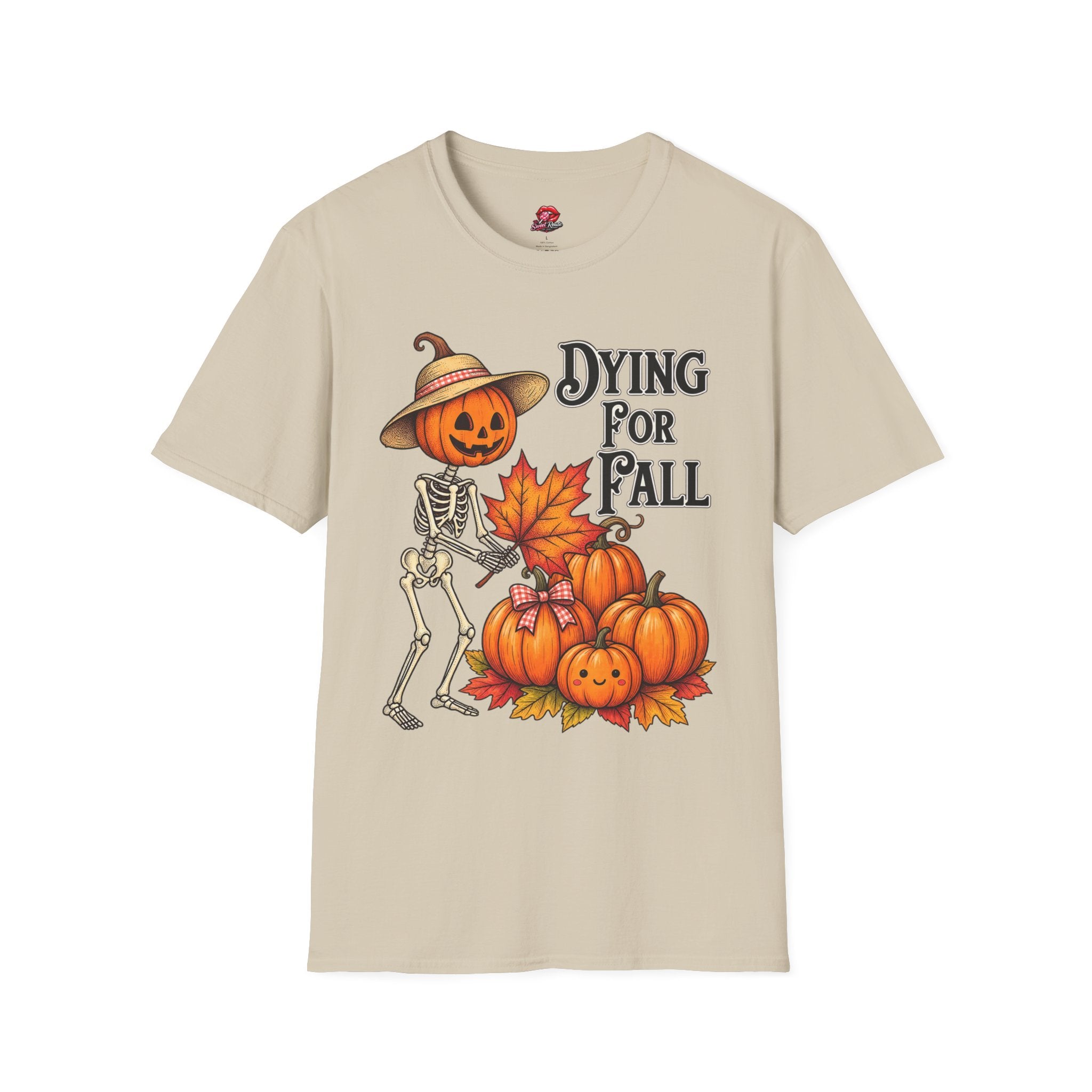 Dying for Fall Pumpkin Skeleton Autumn Tee