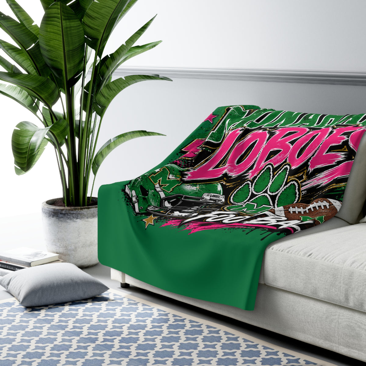 Monahans Loboes Football Sherpa Fleece Stadium Blanket — Cozy Team Spirit Throw