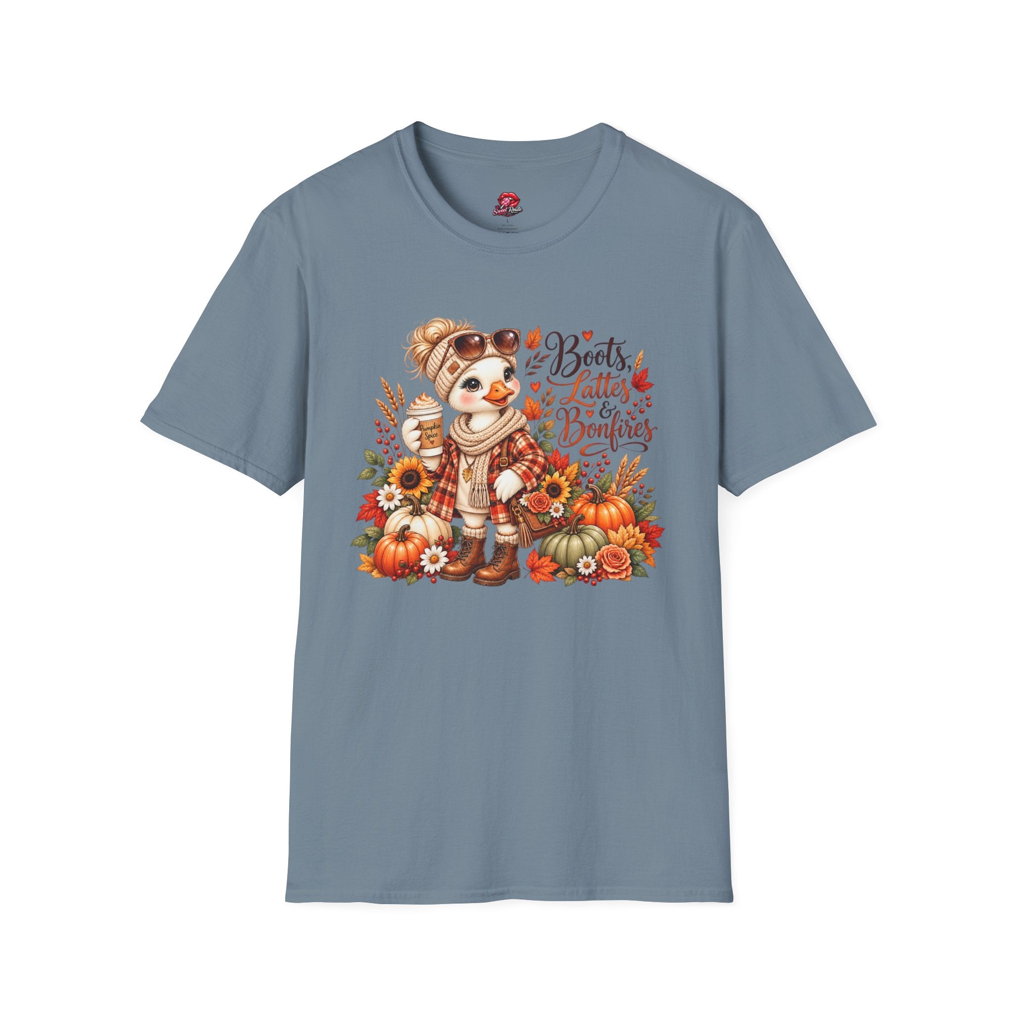 Boots, Lattes & Bonfires Cute Fall T-Shirt
