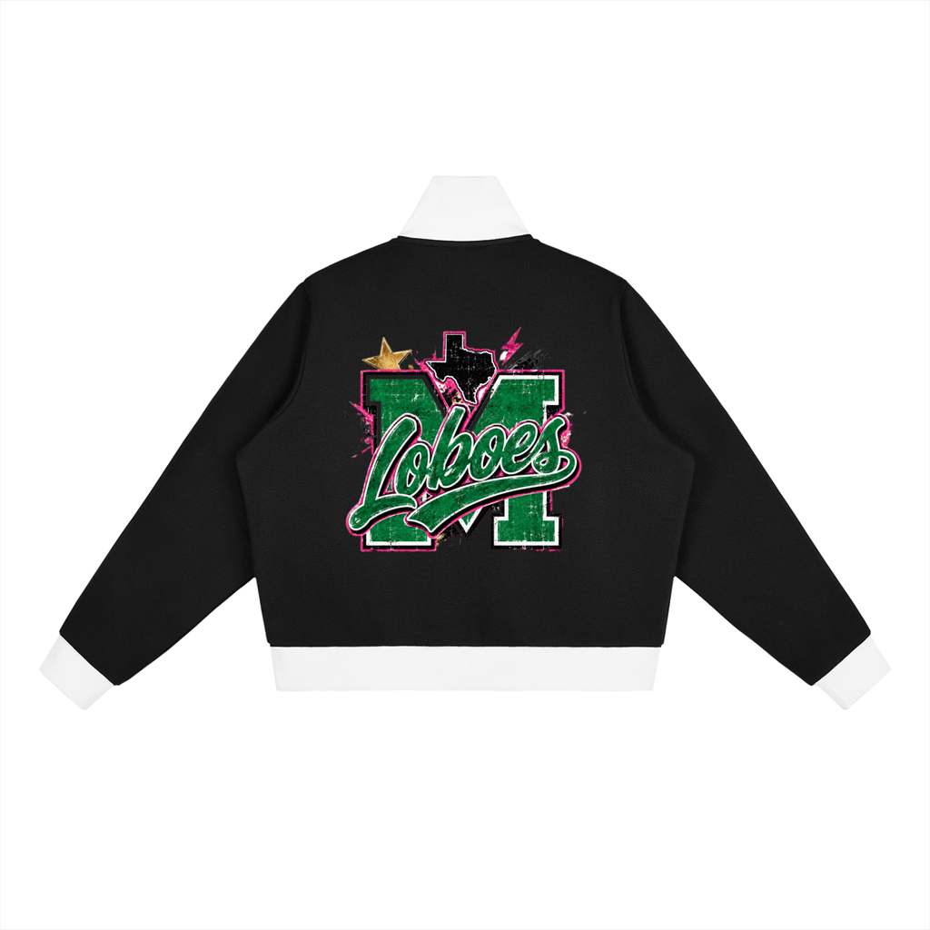 Monahans Loboes Stripe Fleece Cropped Track Jacket