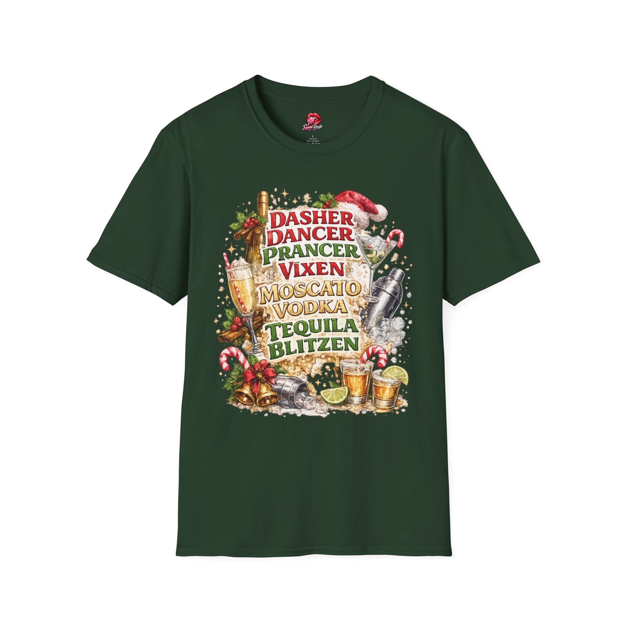 Dasher Dancer Prancer Vixen Moscato Vodka T-Shirt