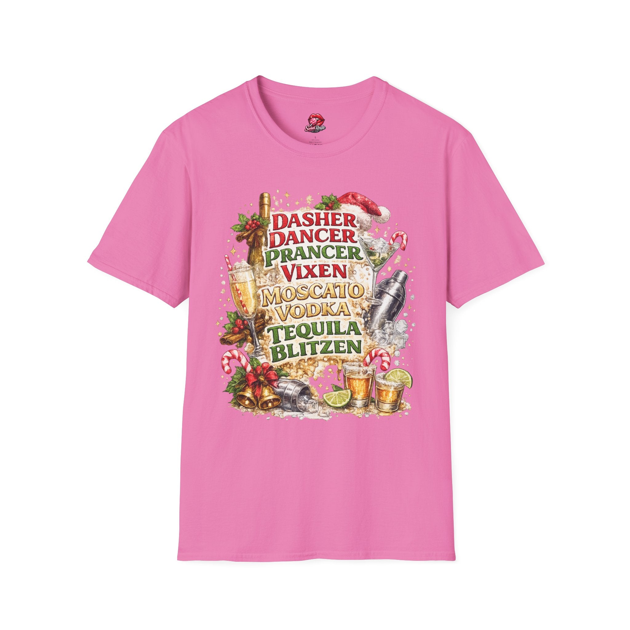 Dasher Dancer Prancer Vixen Moscato Vodka T-Shirt