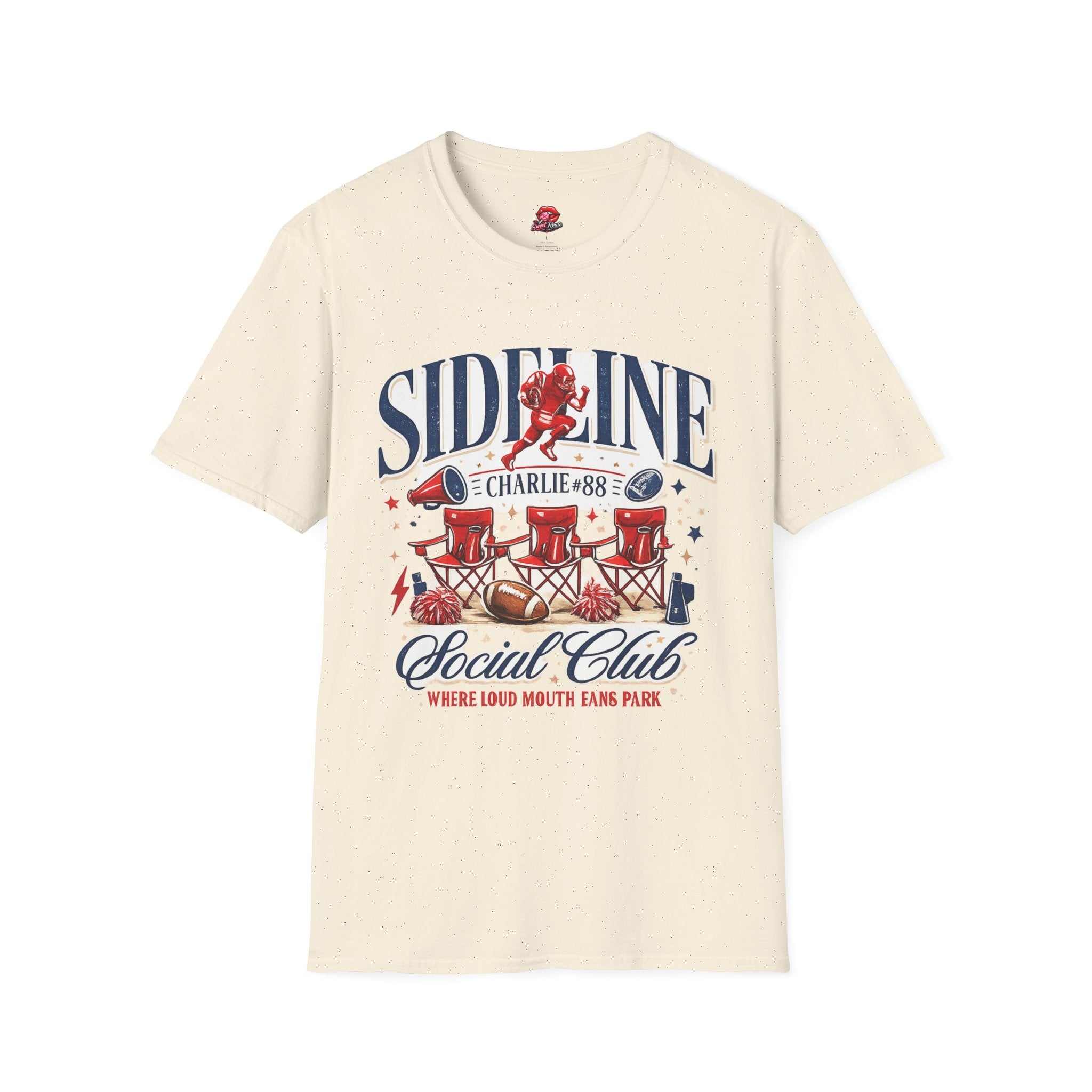Sideline Social Club T-Shirt | Retro Football Game Day Tee | Football Fan Graphic Shirt