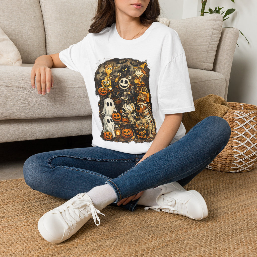 Halloween Character Collage Graphic T-Shirt | Spooky Retro Halloween Unisex Tee