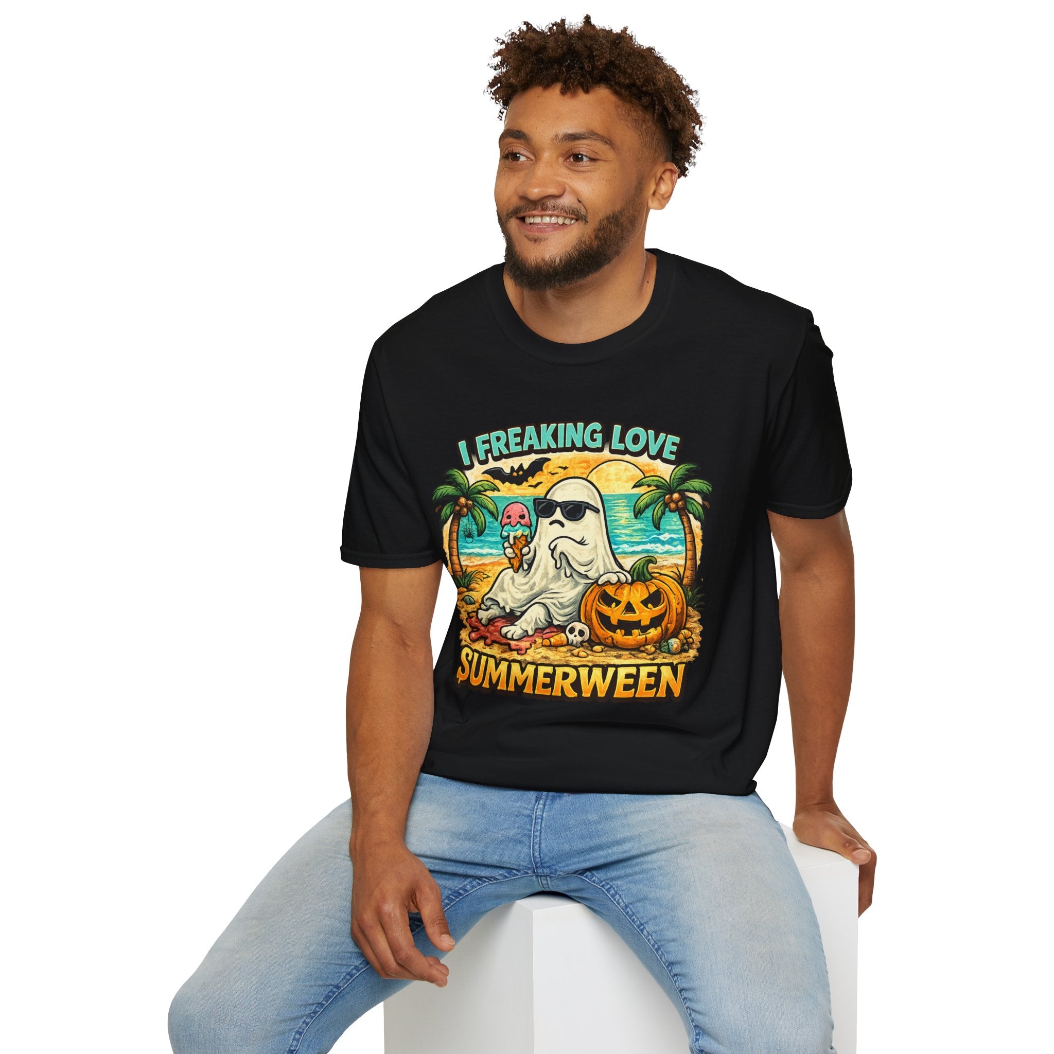 I Freaking Love Summerween Ghost T-Shirt | Funny Summerween Shirt | Cute Beach Ghost Tee | Halloween Summer Graphic Tee | Tropical Spooky Shirt