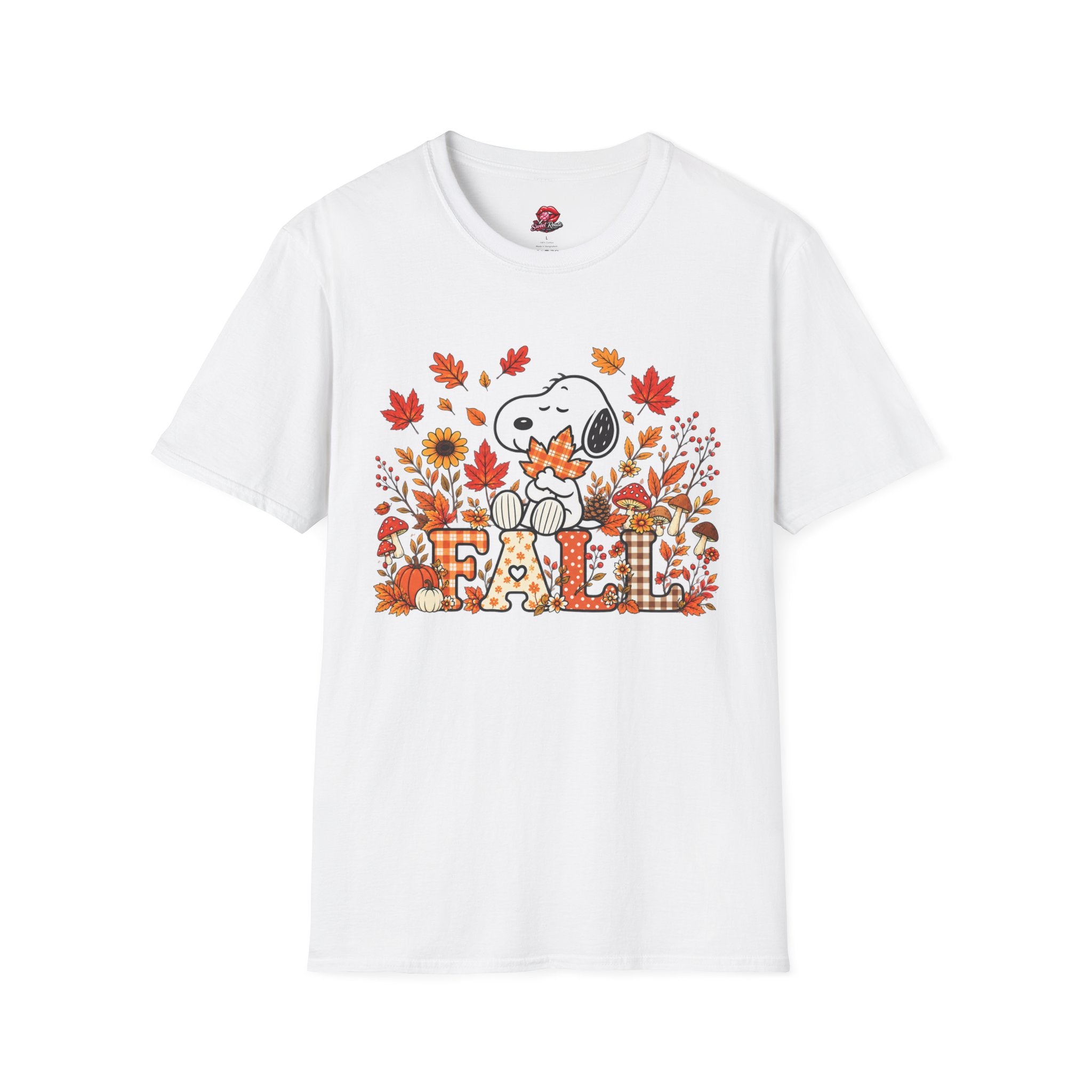 Cute Autumn Leaves & Pumpkins Snoopy Tee