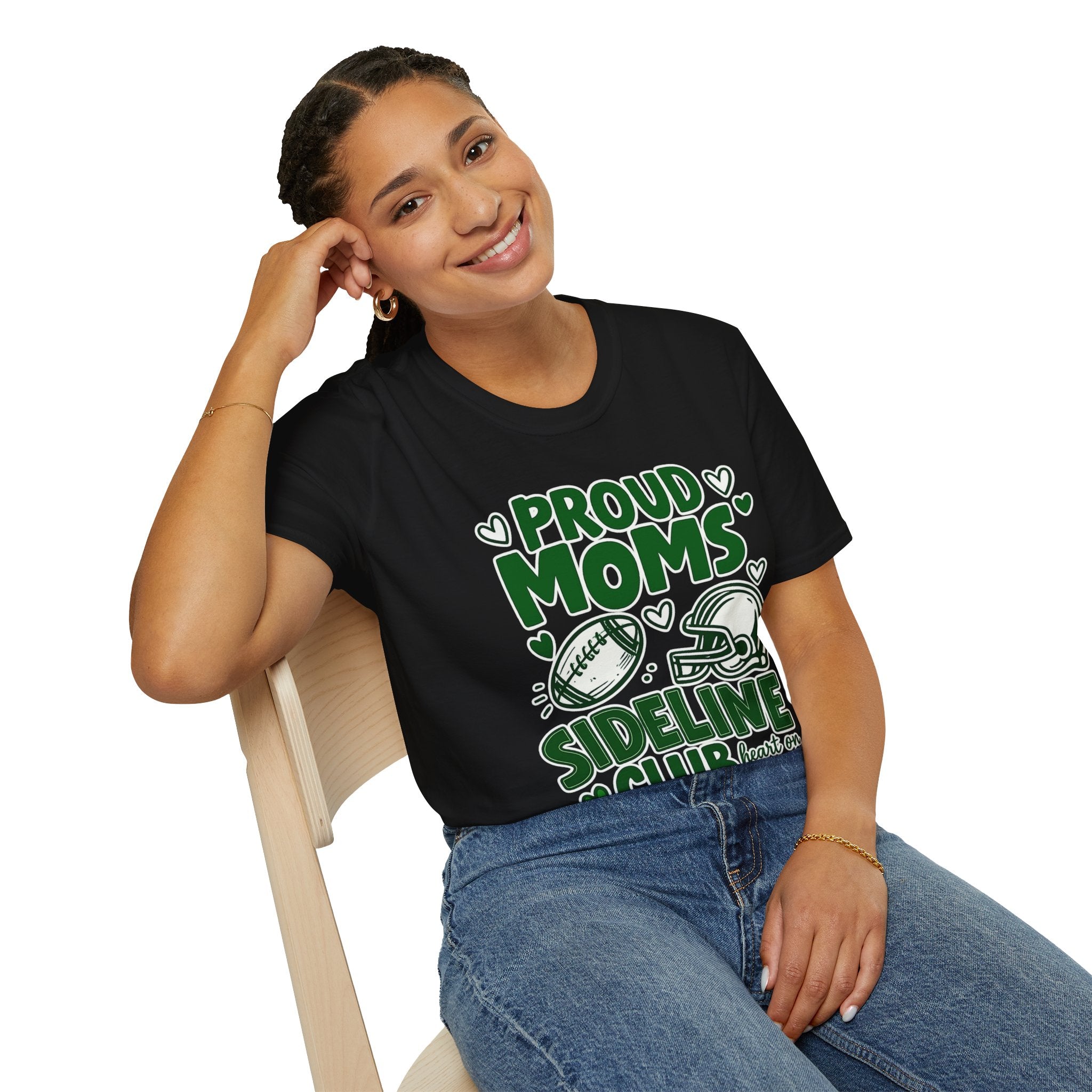 Proud Moms Sideline Club Football Mom T-Shirt | Game Day Graphic Tee | Cute Football Season Mom Shirt
