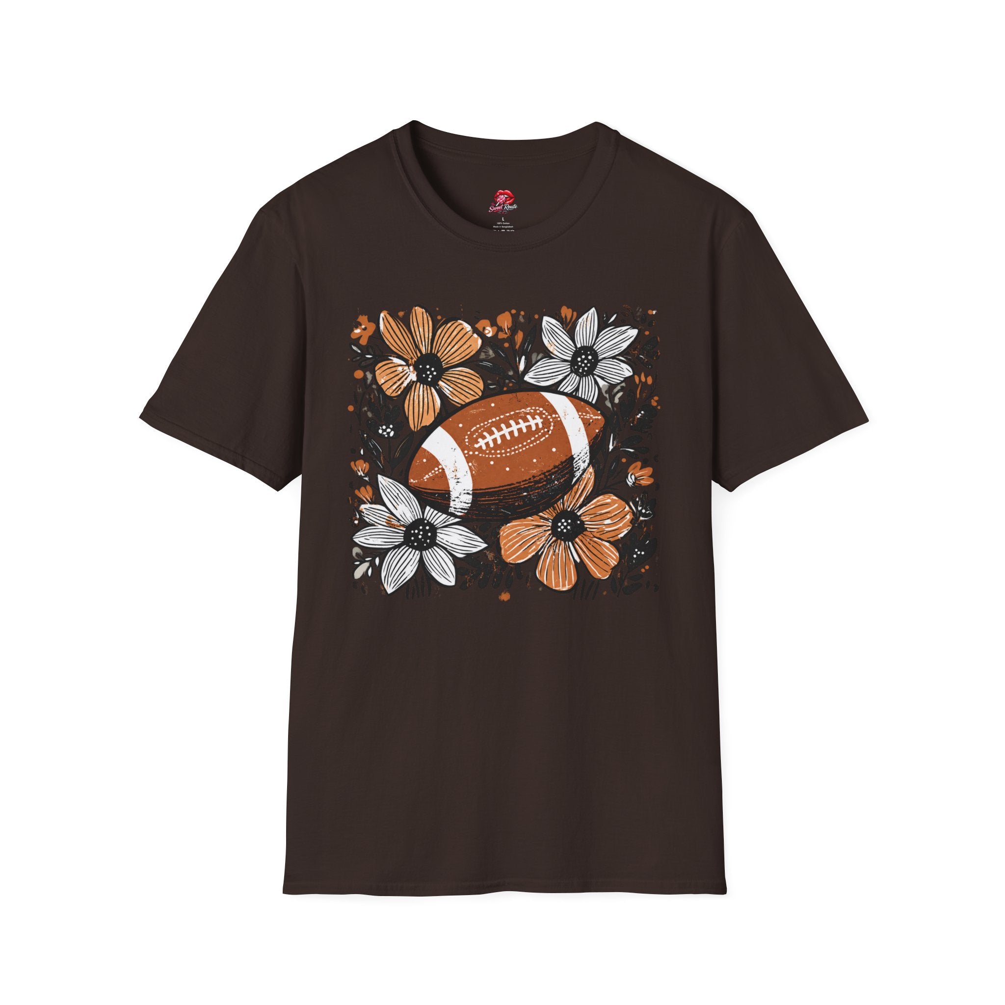 Floral Football T-Shirt — Vintage Fall Game Day Tee