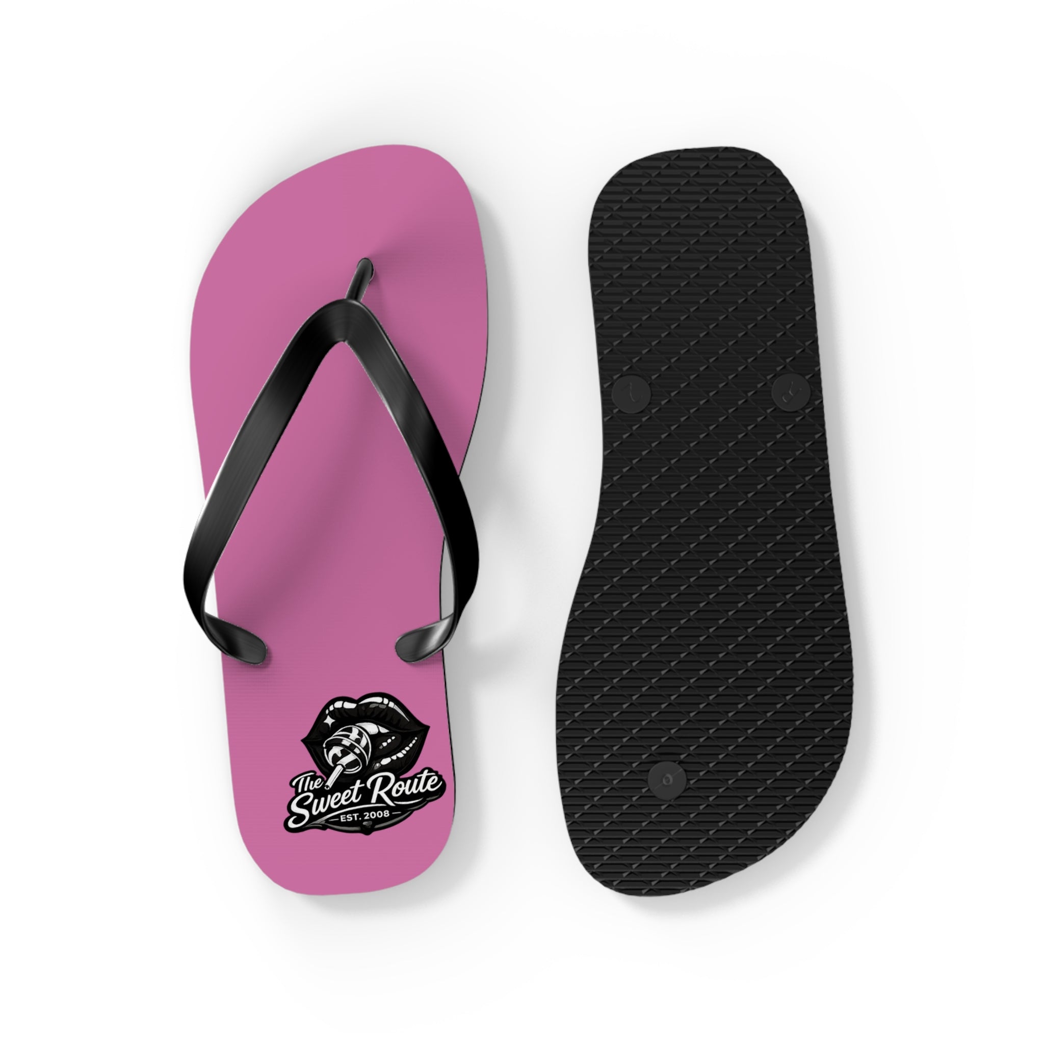 Pink Sweet Route Logo Beach Sandals