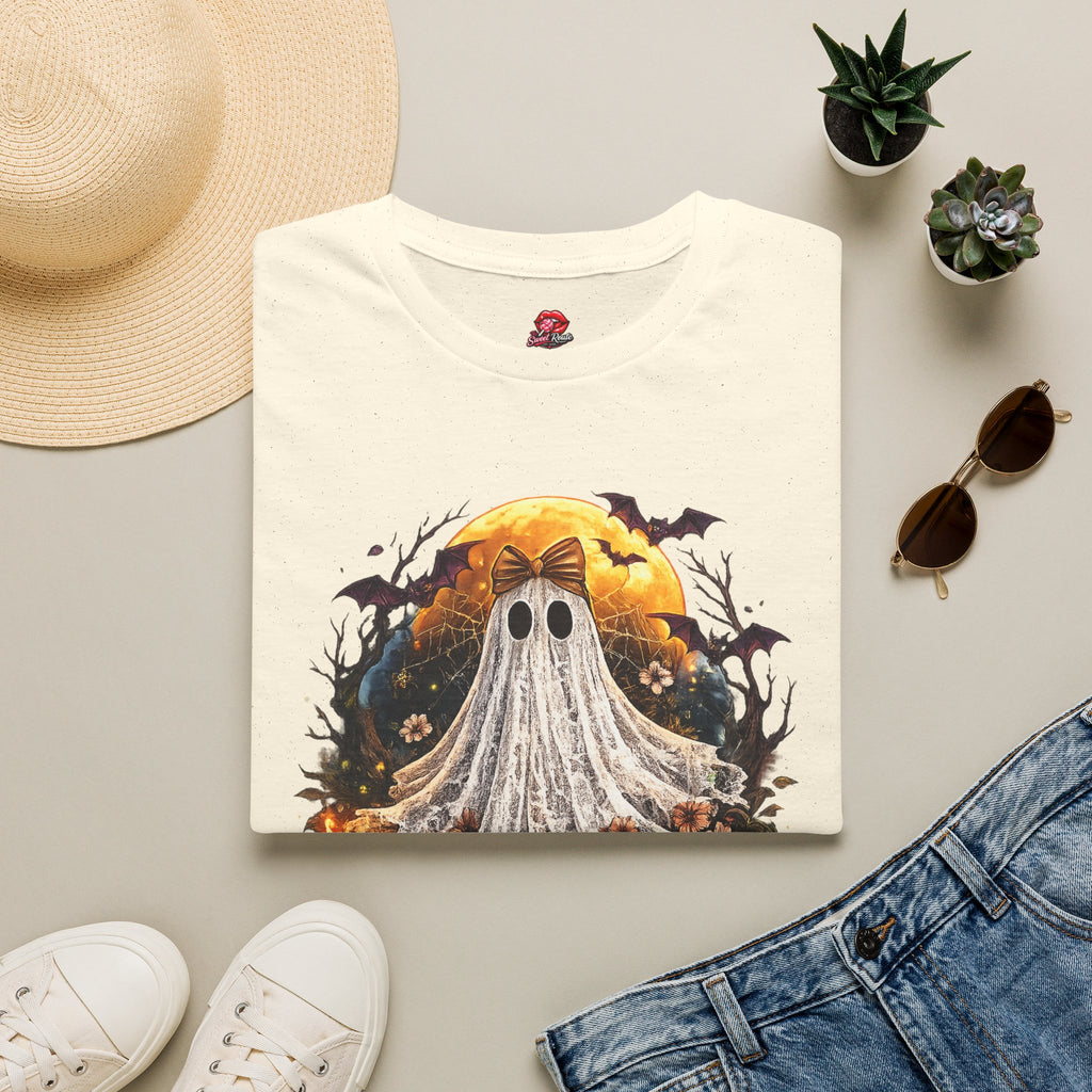 Boo-tiful Ghost T-Shirt – Cute Halloween Ghost with Moon & Bats