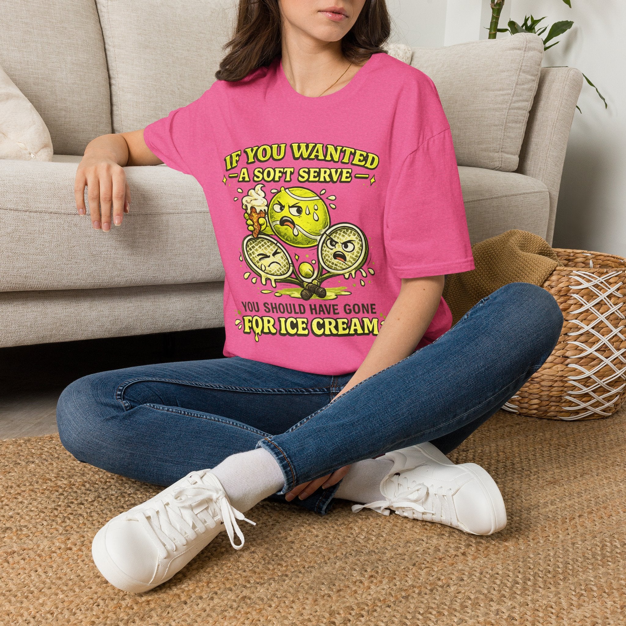 If You Wanted A Soft Serve: Funny Tennis Ball Ice Cream Graphic Tee