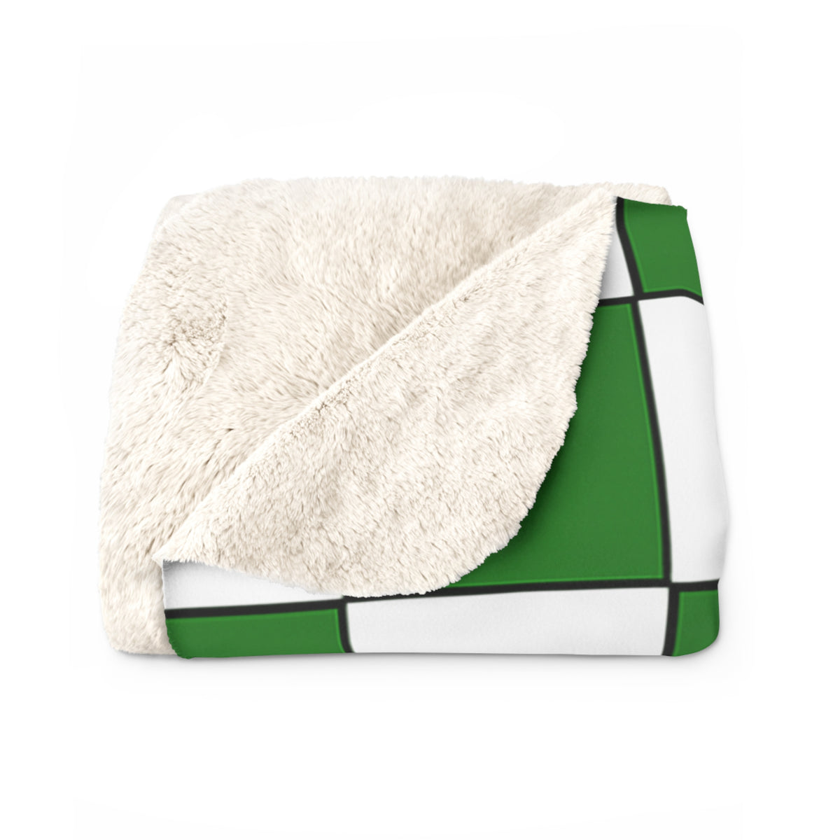 Loboes Checkered Sherpa Blanket — Green & Pink School Mascot Throw