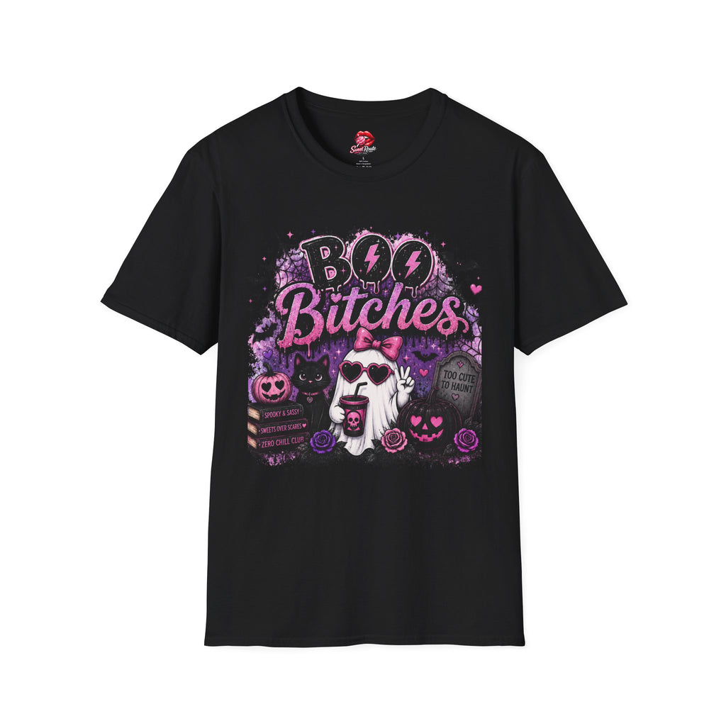 Boo Bitches Halloween T-Shirt | Funny Ghost Graphic Tee | Cute Purple Halloween Tee | Witchy Fall Gift