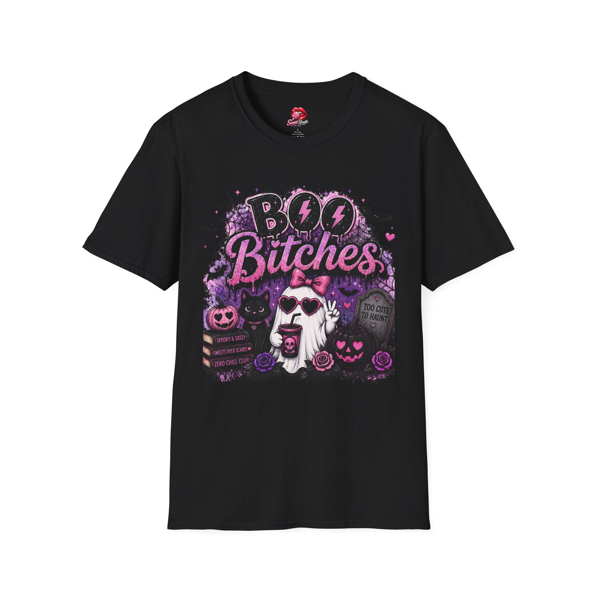 Boo Bitches Halloween T-Shirt | Funny Ghost Graphic Tee | Cute Purple Halloween Tee | Witchy Fall Gift