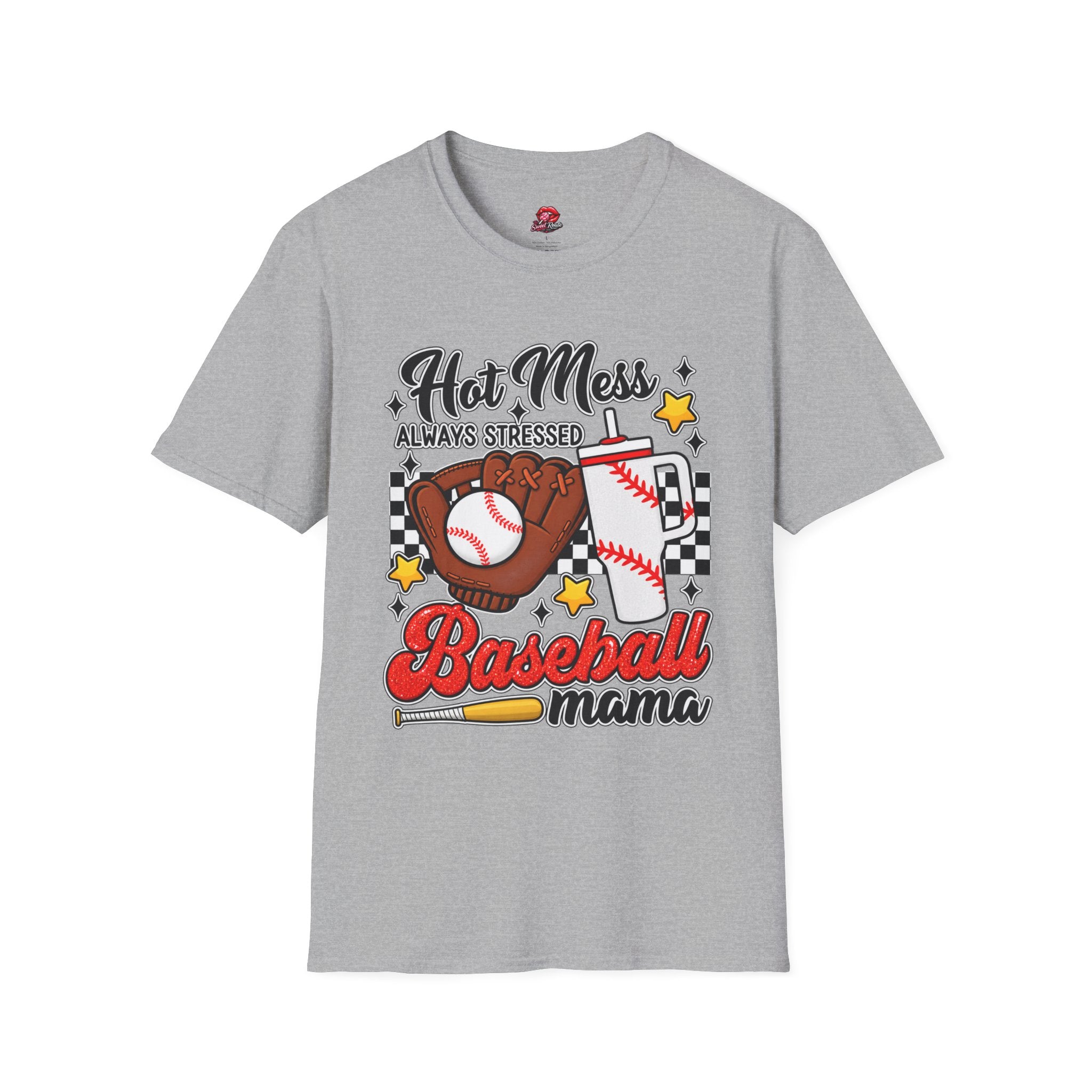 Hot Mess, Always Stressed Baseball Mom Tee