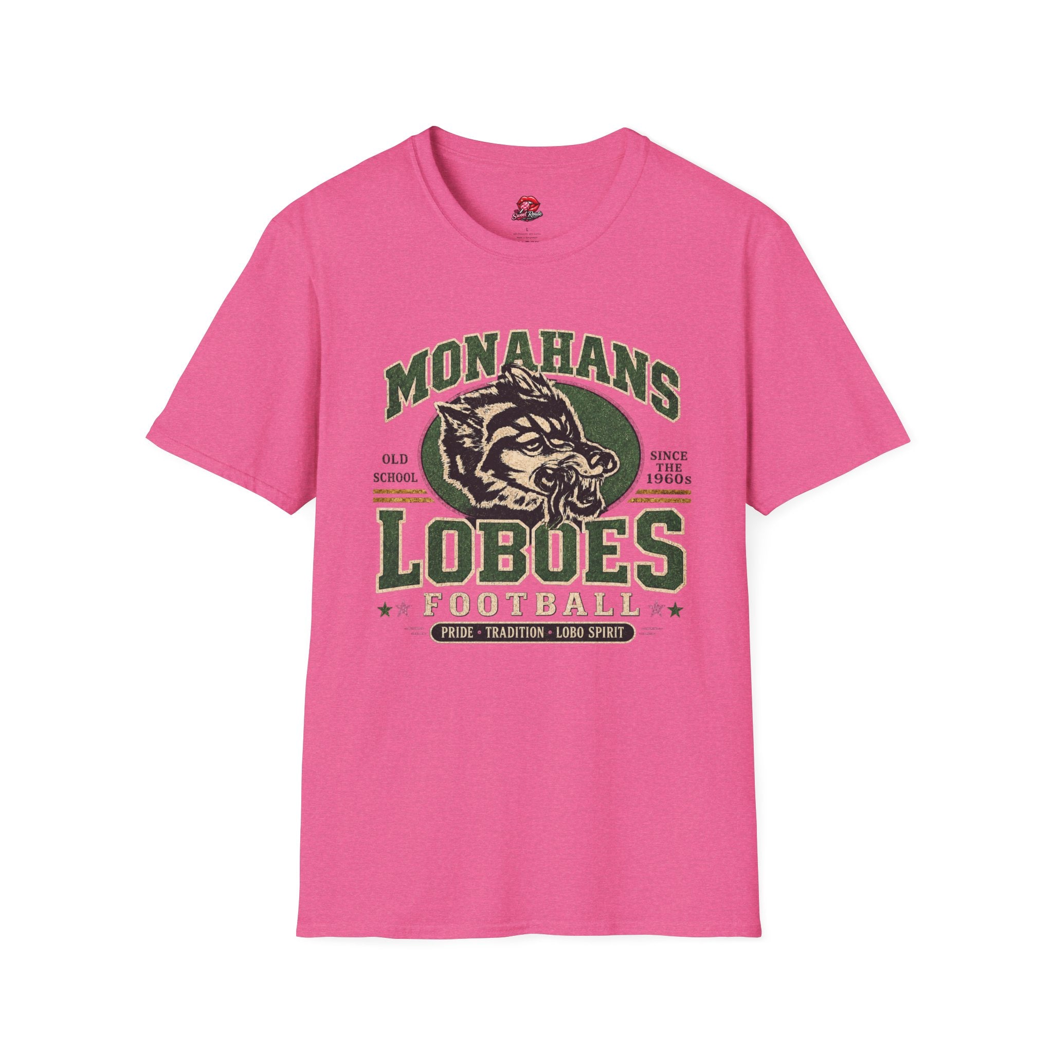 Monahans Loboes Vintage Football Pink Out Accents  T-Shirt