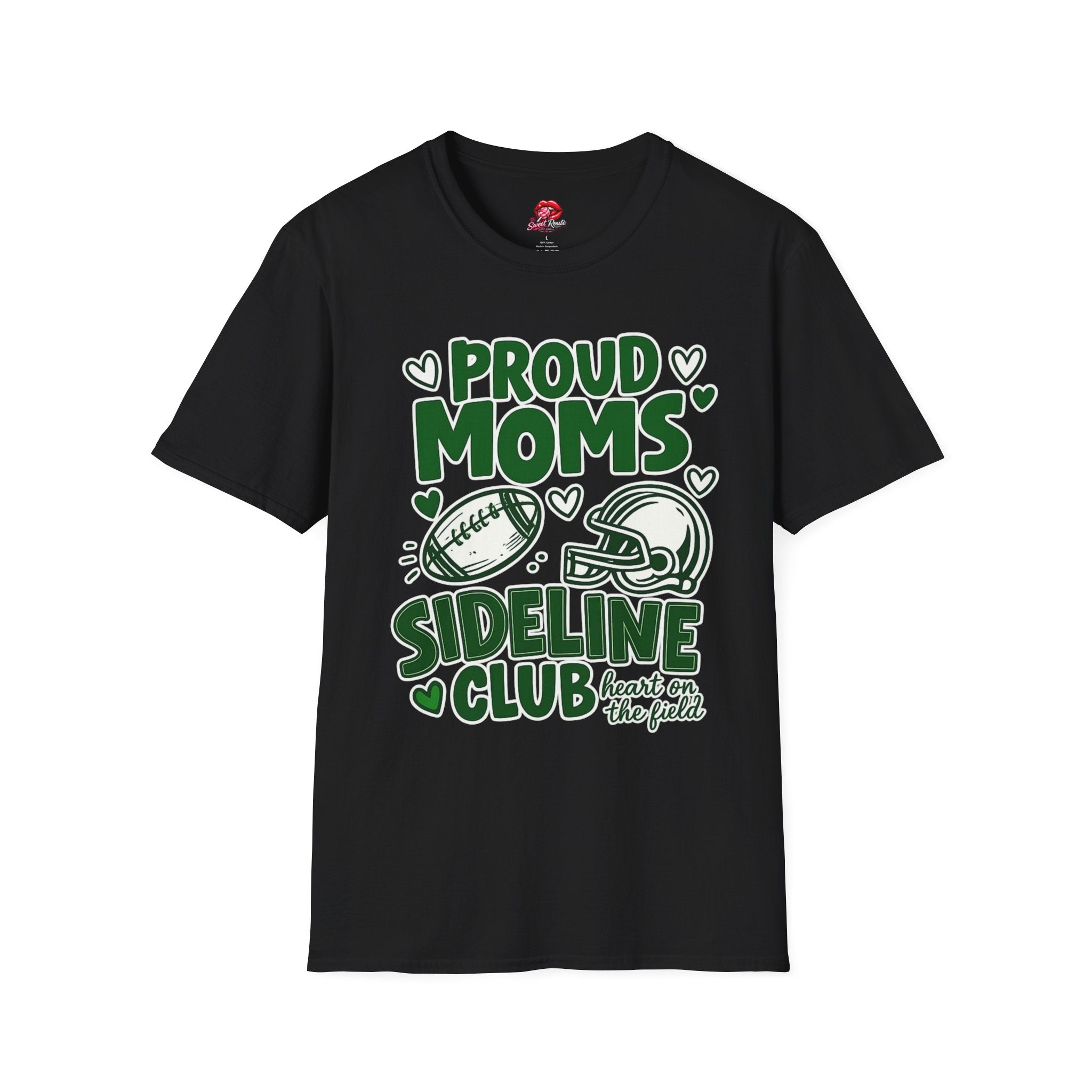 Proud Moms Sideline Club Football Mom T-Shirt | Game Day Graphic Tee | Cute Football Season Mom Shirt