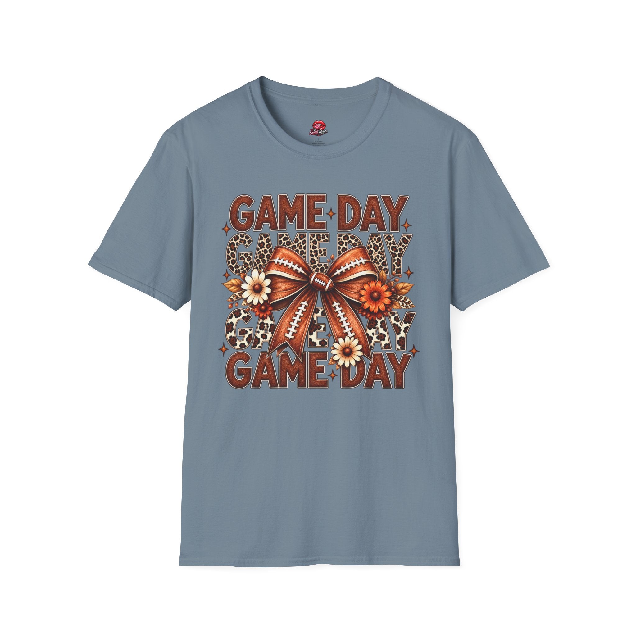 Floral Football Bow Game Day Tee