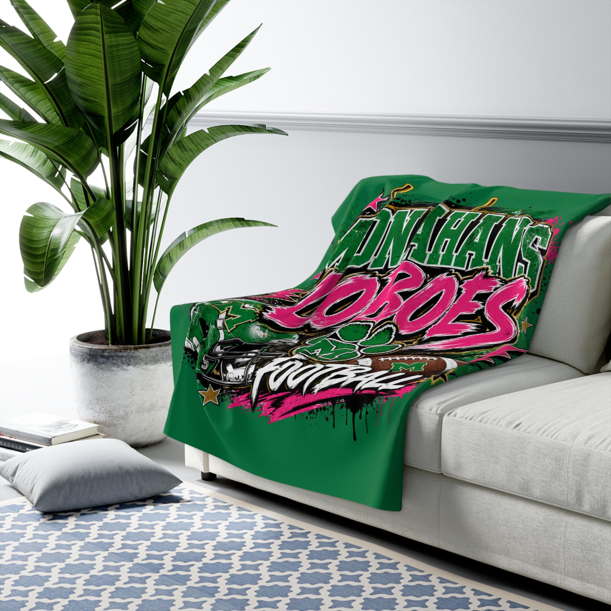 Monahans Loboes Football Sherpa Fleece Stadium Blanket — Cozy Team Spirit Throw