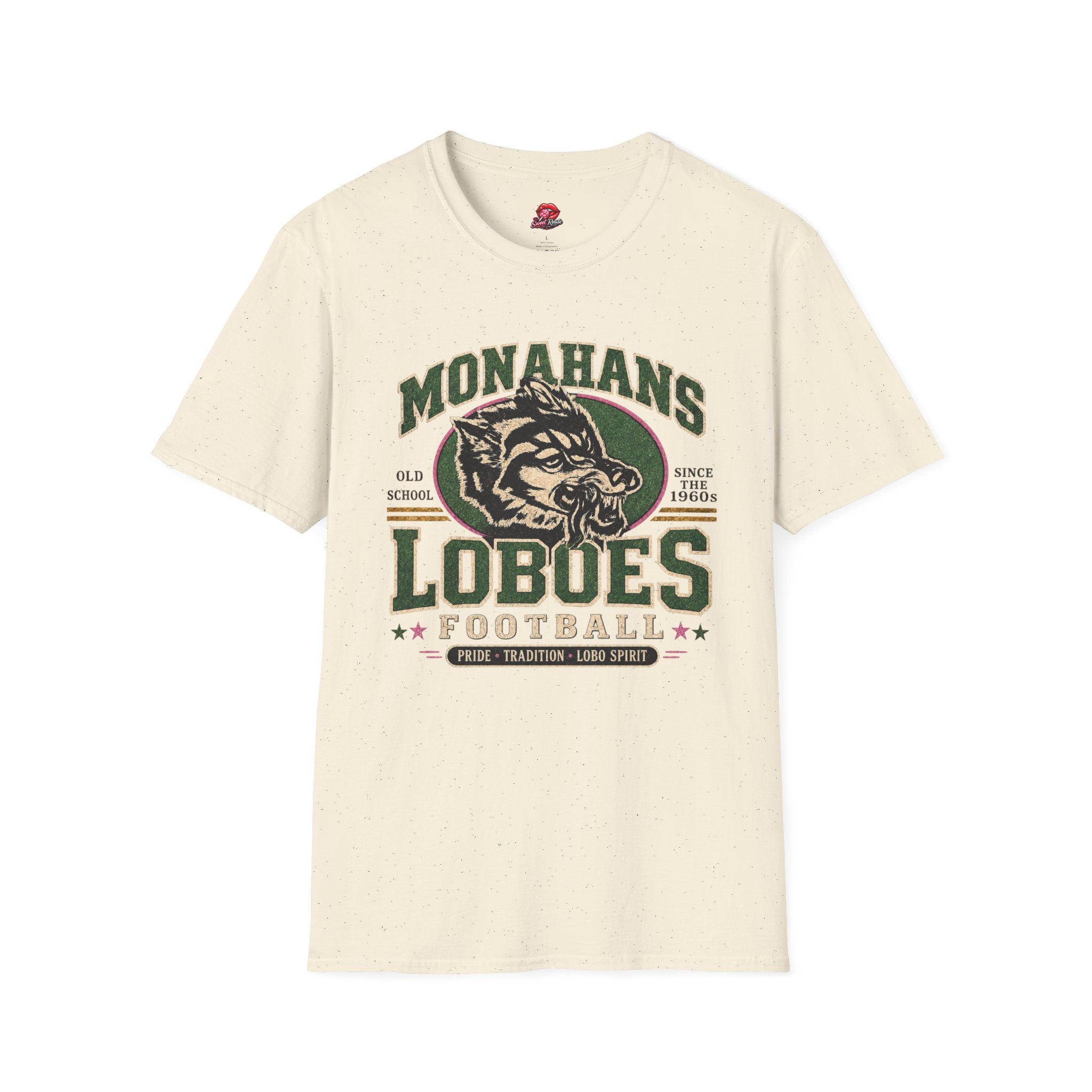 Monahans Loboes Vintage Football Pink Out Accents  T-Shirt