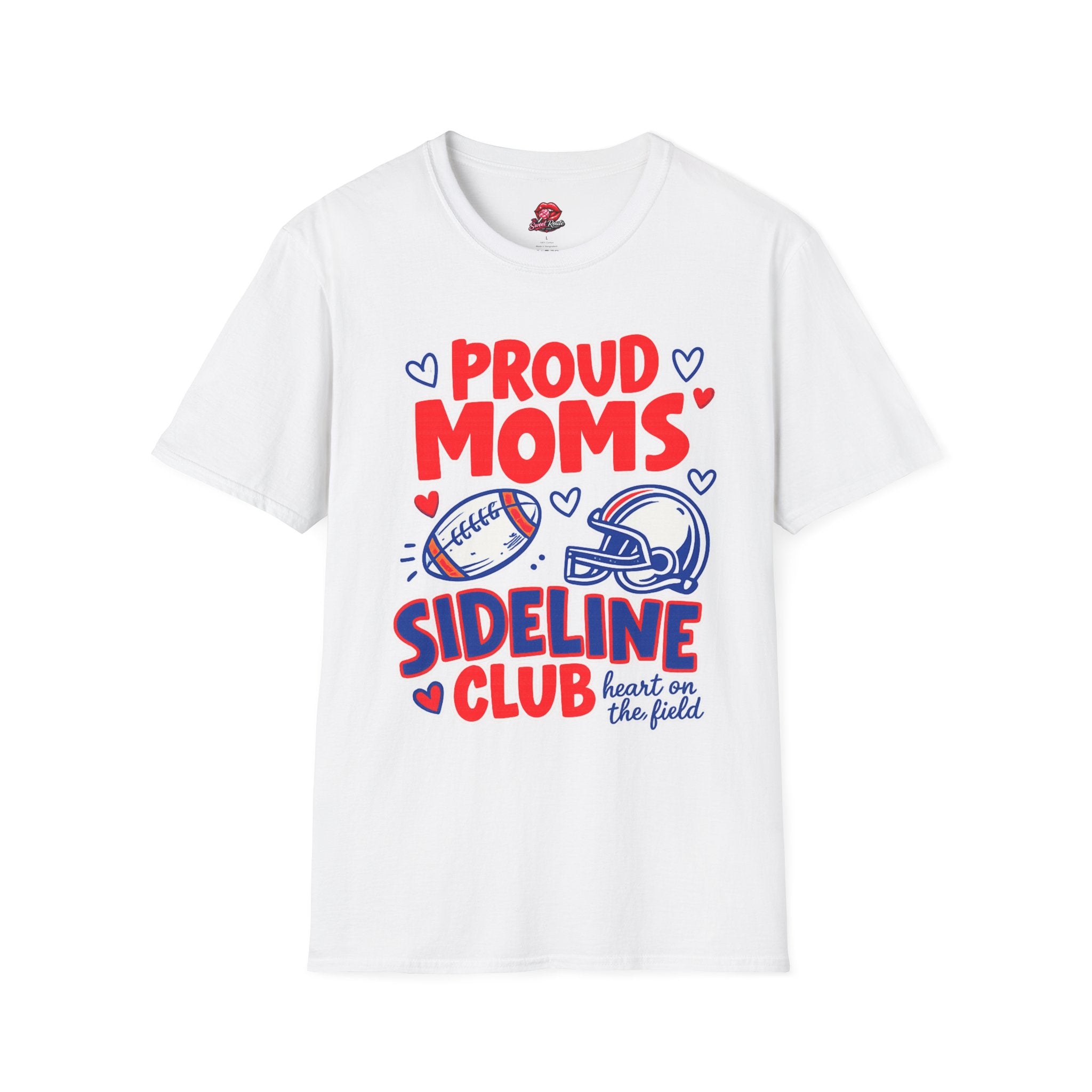 Proud Moms Sideline Club T-Shirt | Football Mom Game Day Tee | Cute Sports Mom Shirt