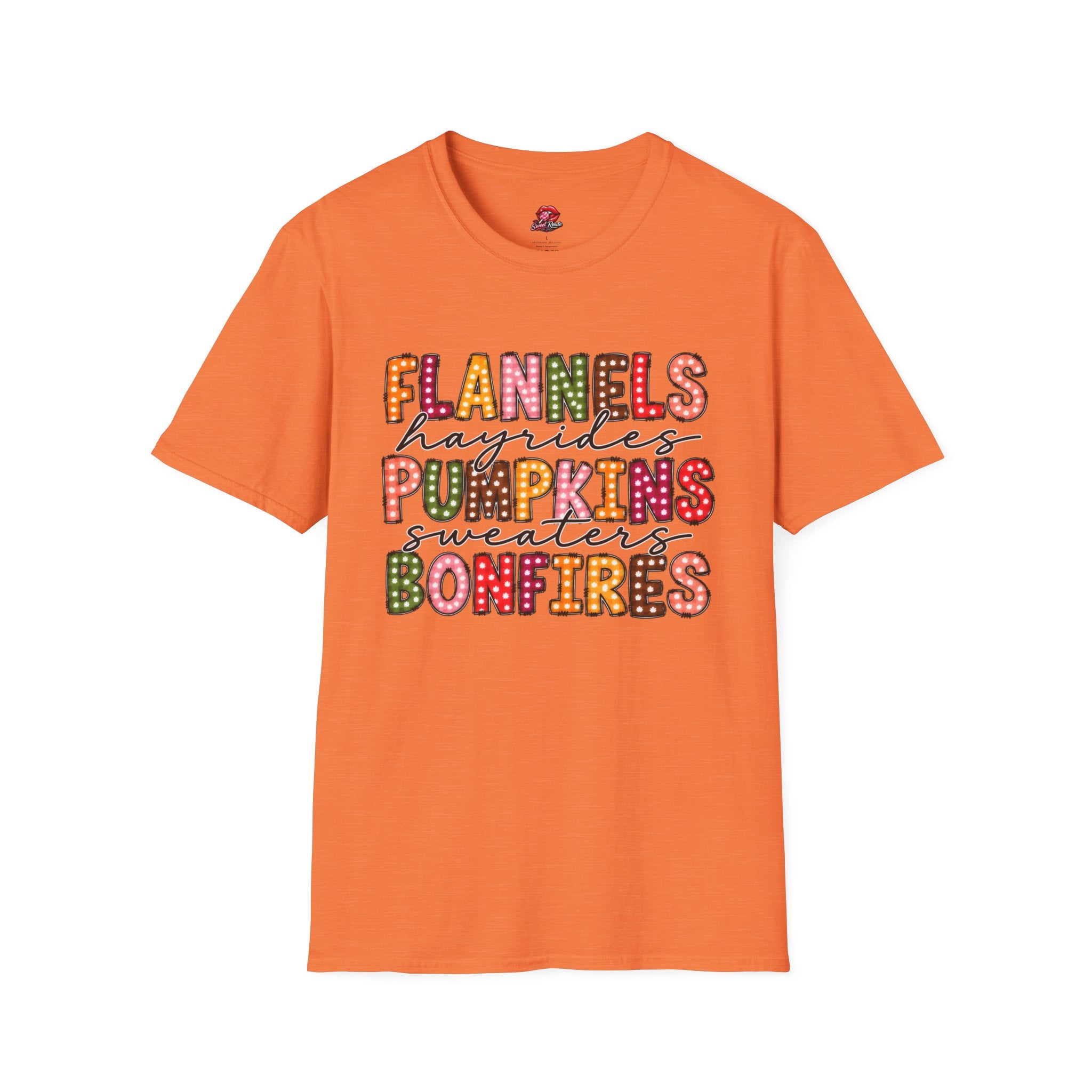 Flannels Hayrides Pumpkins Sweaters Bonfires Tee
