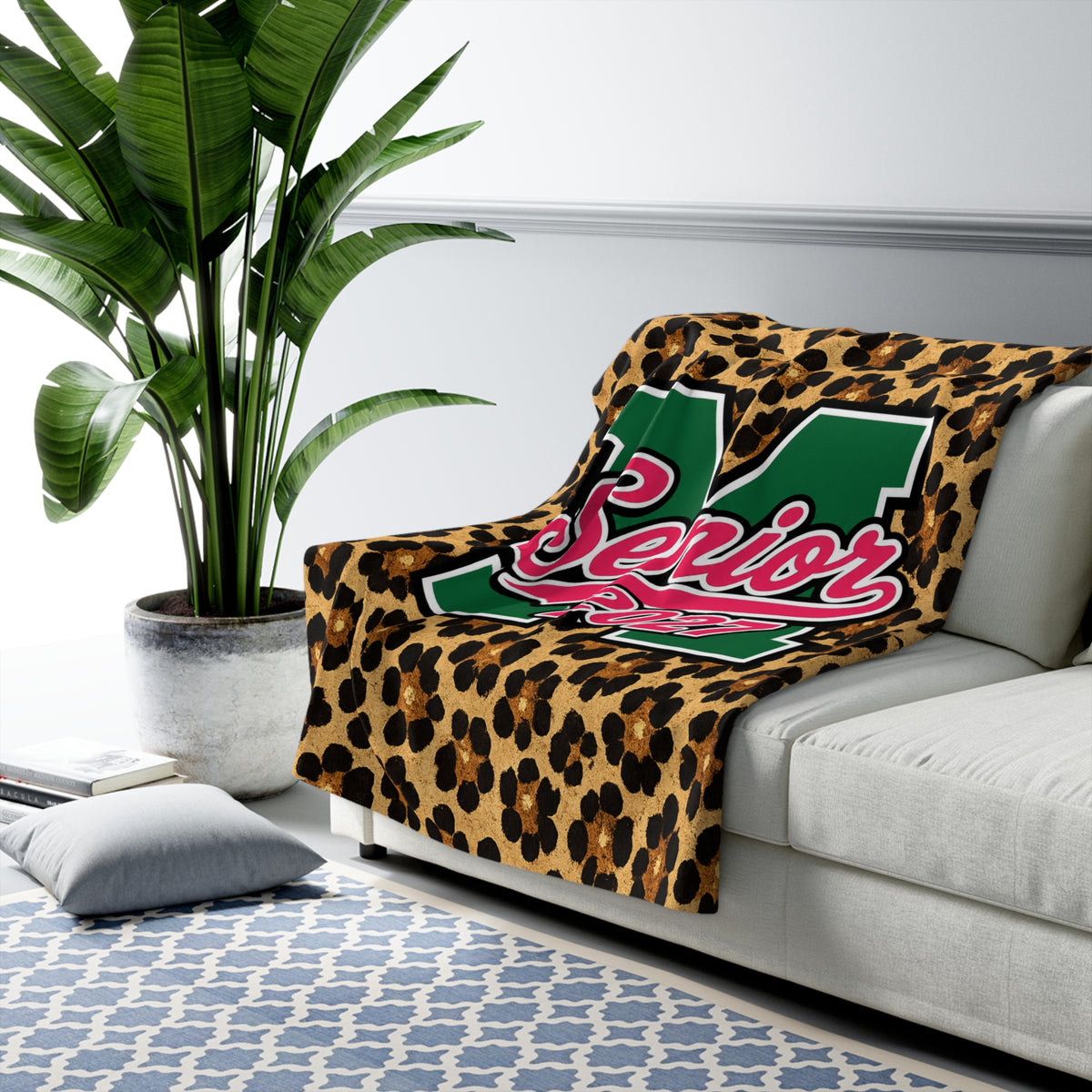 Senior 2027 Leopard Sherpa Fleece Blanket