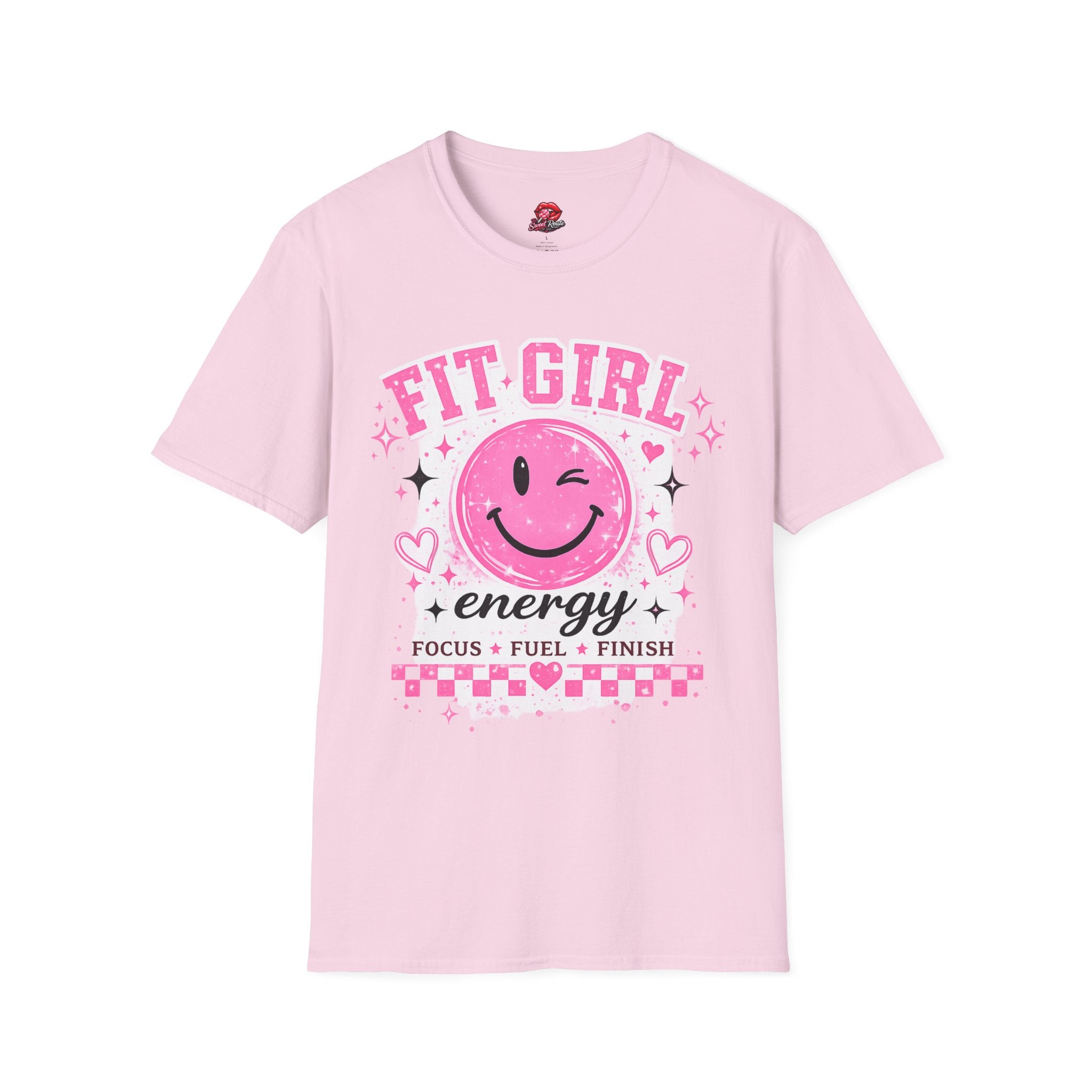 Fit Girl Pink Smiley Fitness Tee