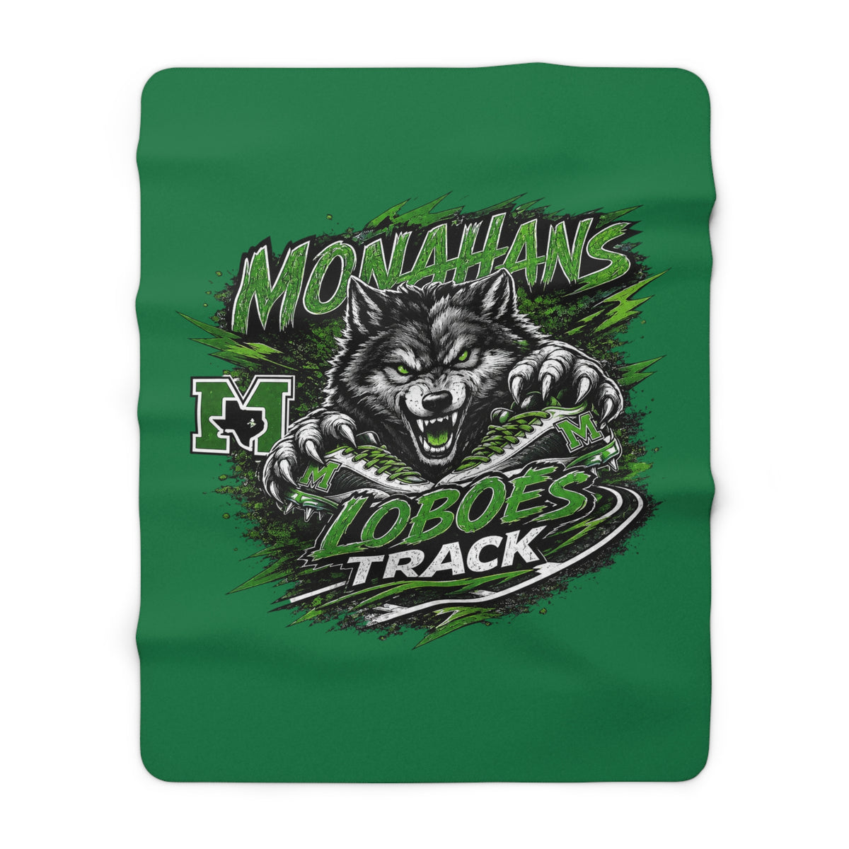 Monahans Loboes Track Sherpa Fleece Blanket