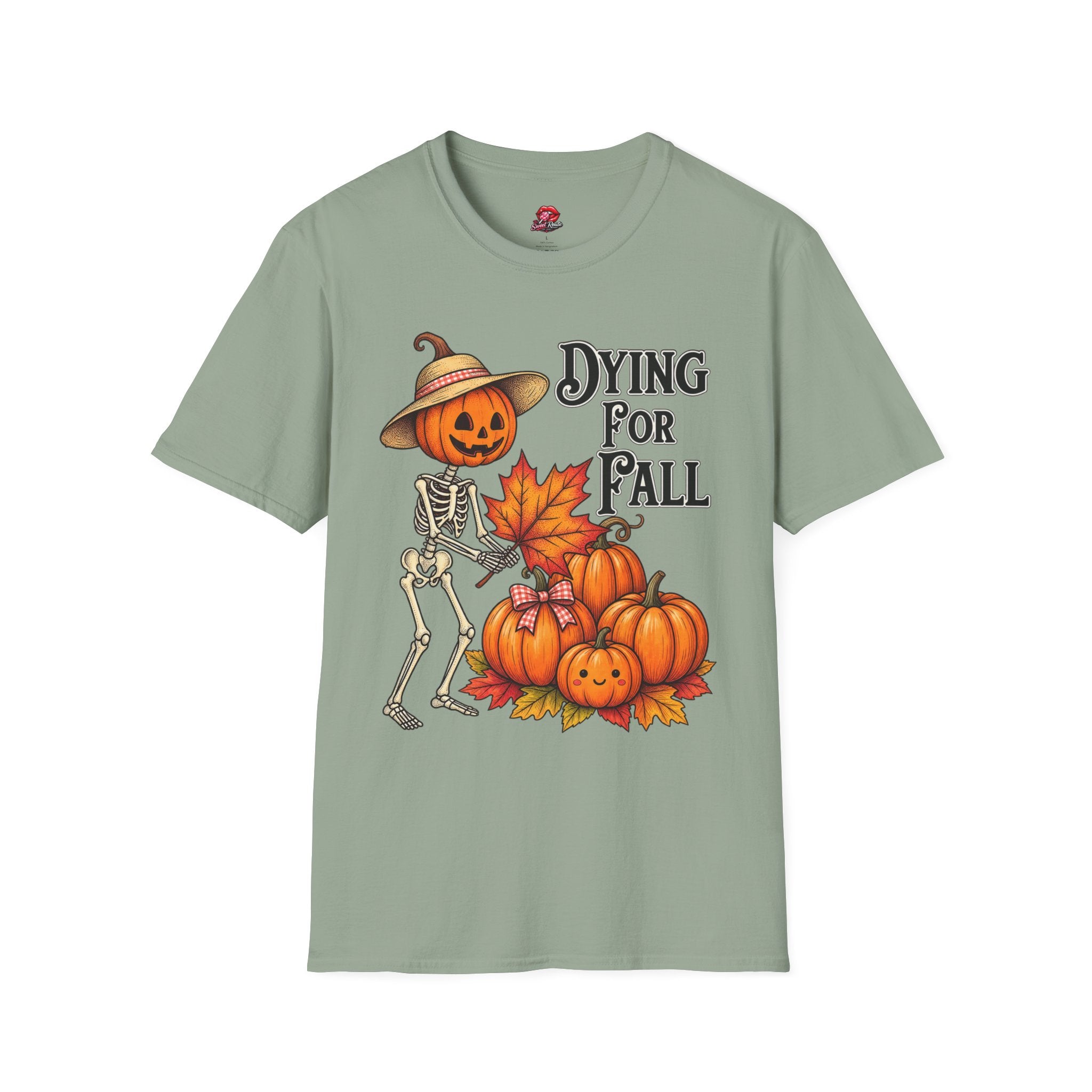Dying for Fall Pumpkin Skeleton Autumn Tee