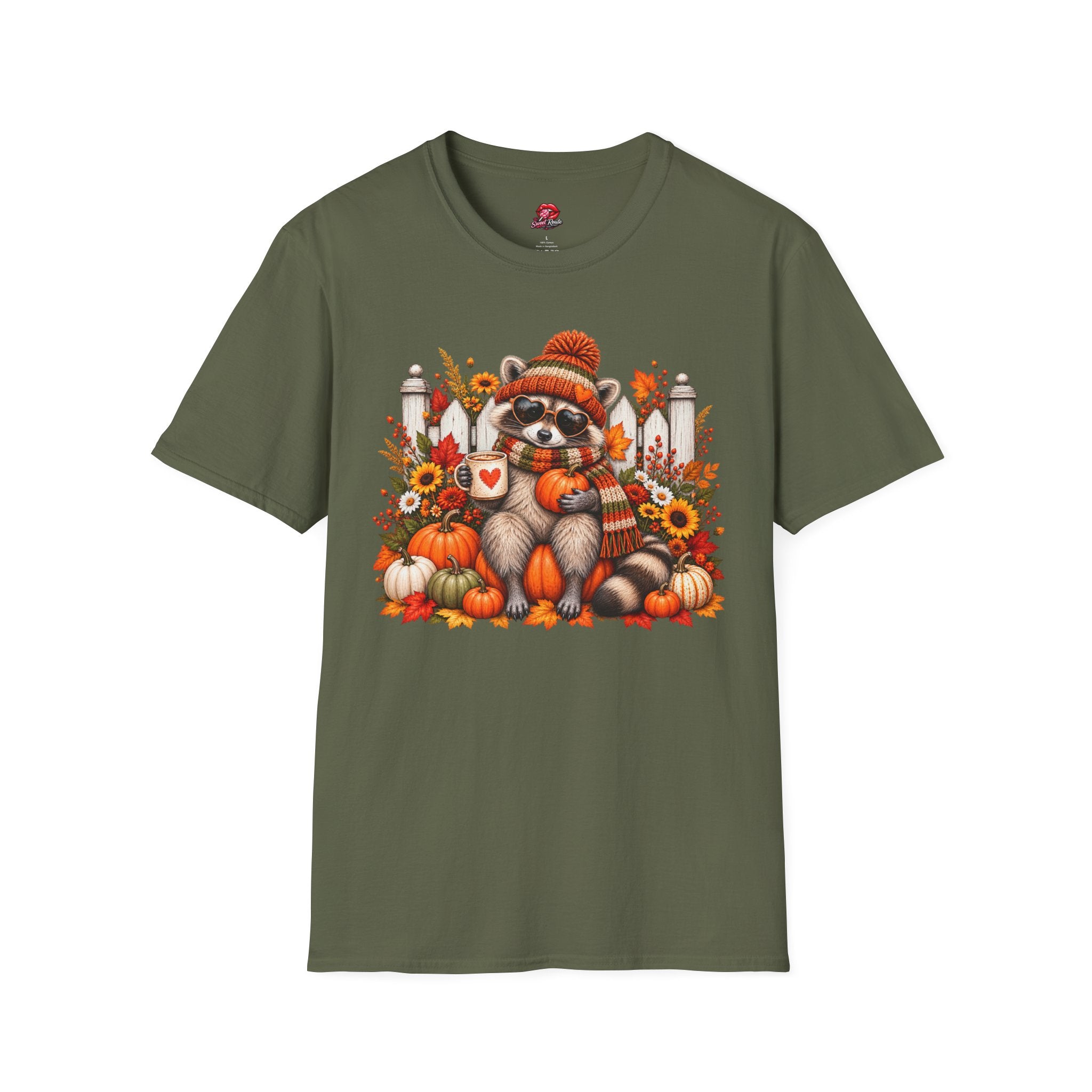 Cozy Fall Pumpkin, Sunflower RaccoonT-Shirt