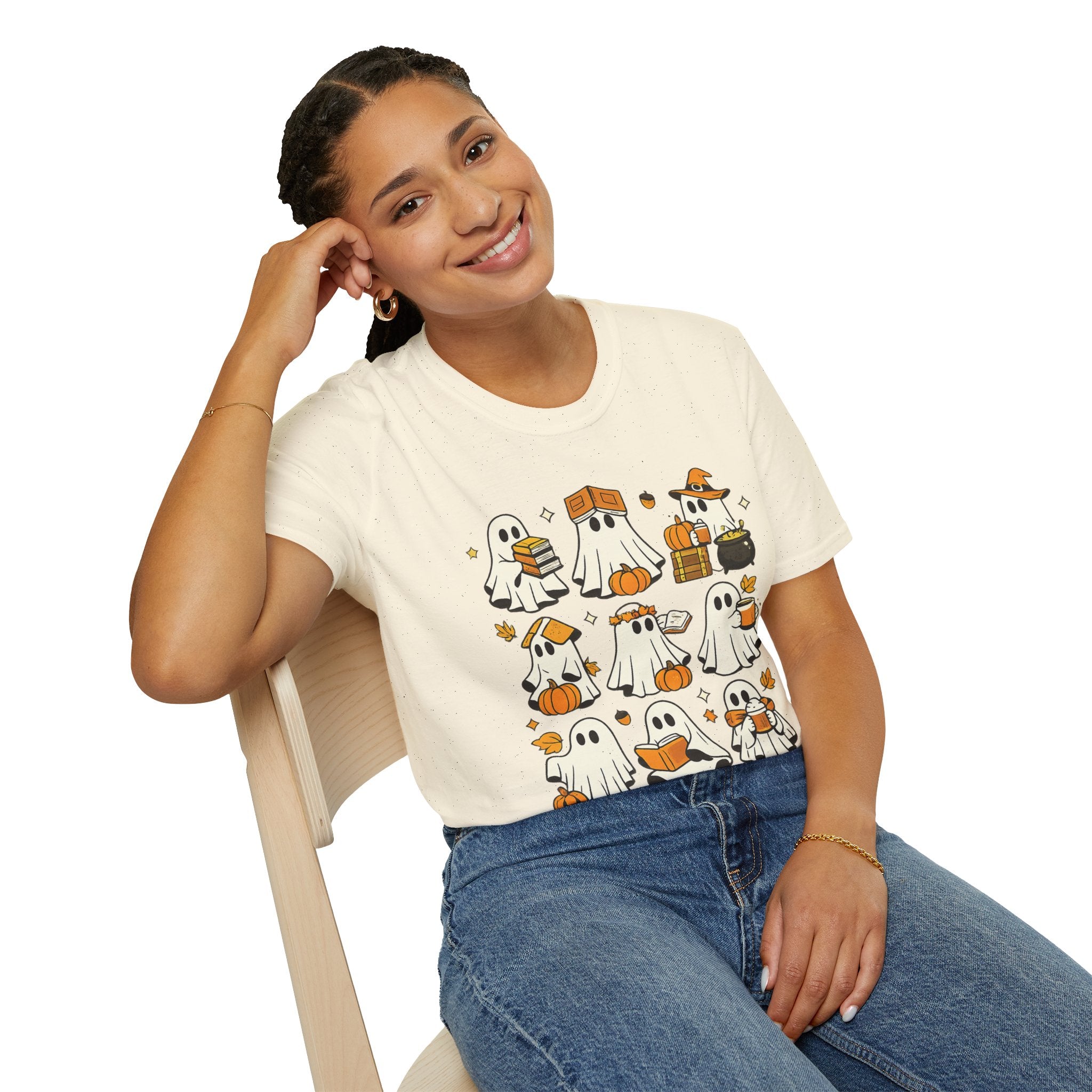 Cute Ghost Characters Halloween T-Shirt | Adorable Boo Crew Ghost Graphic Tee | Halloween Shirt | Pumpkin Ghost Fall Tee | Spooky Season Gift