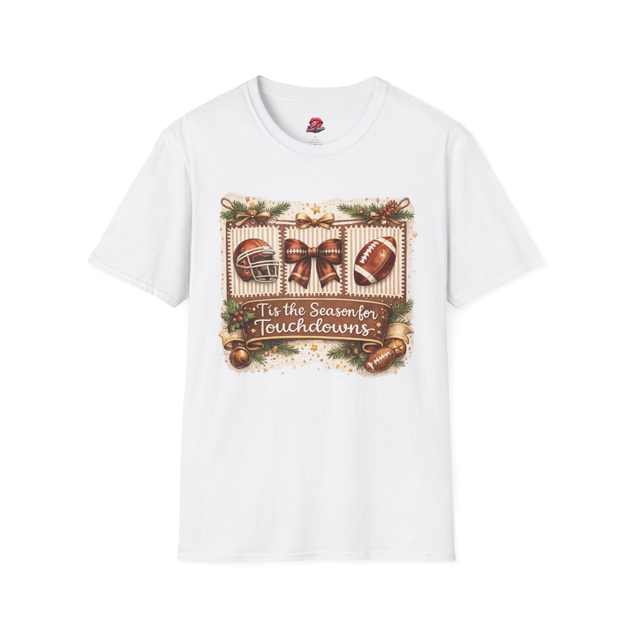 ’Tis the Season for Touchdowns Football Christmas T-Shirt | Funny Holiday Game Day Tee | Football Fan Christmas Shirt